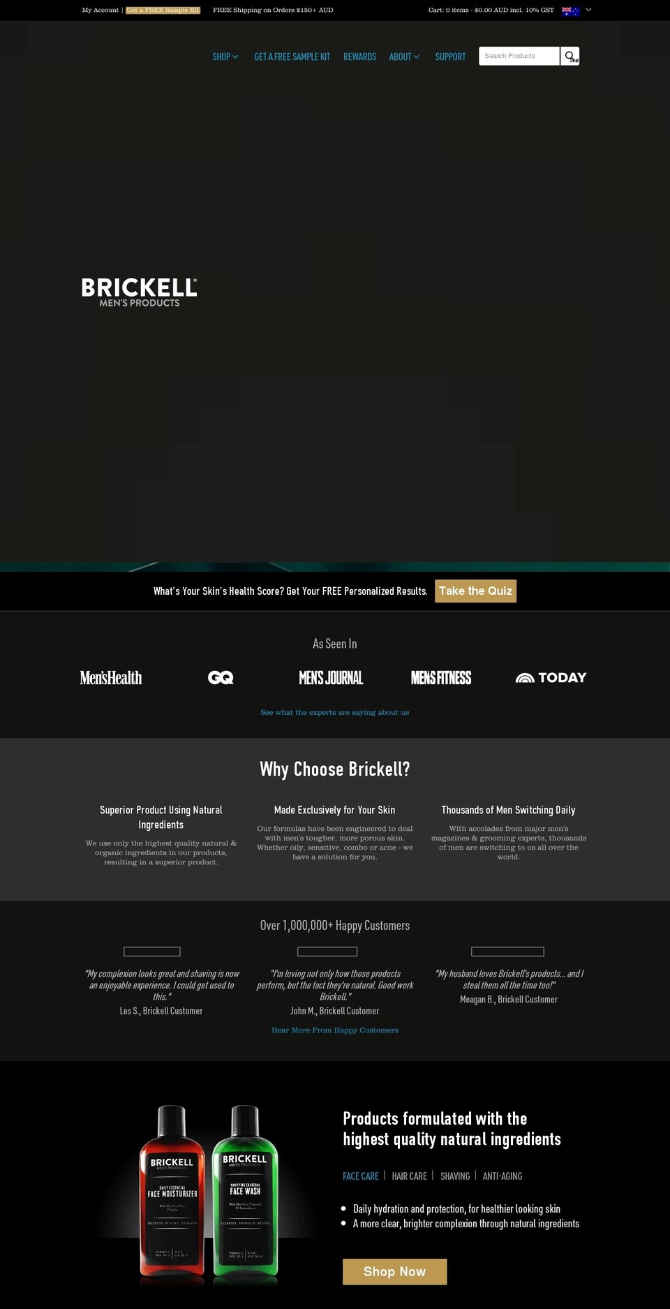 brickellmensproducts.com.au shopify website screenshot