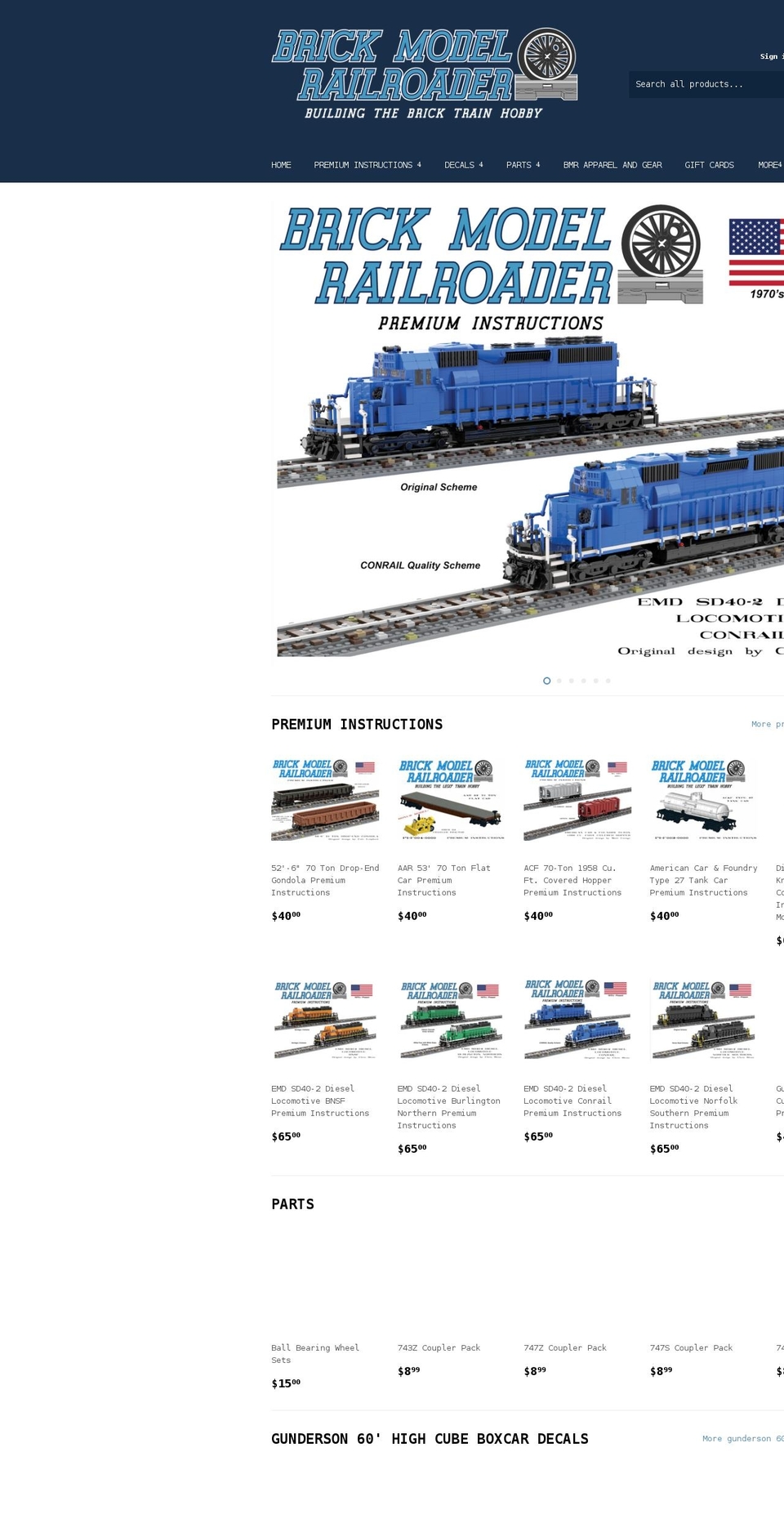brickmodelrailroader.shop shopify website screenshot