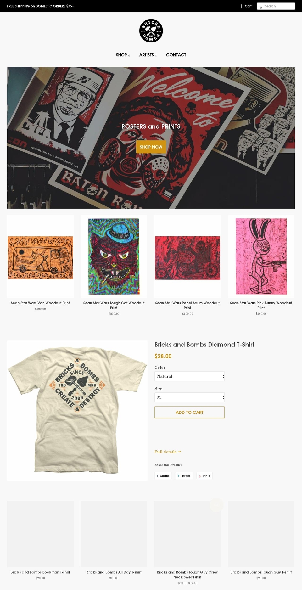 bricksandbombs.com shopify website screenshot