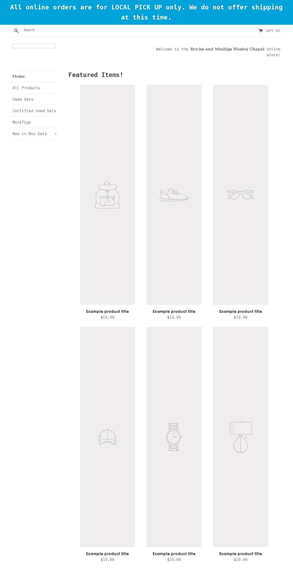 bricksandminifigswesleychapel.com shopify website screenshot