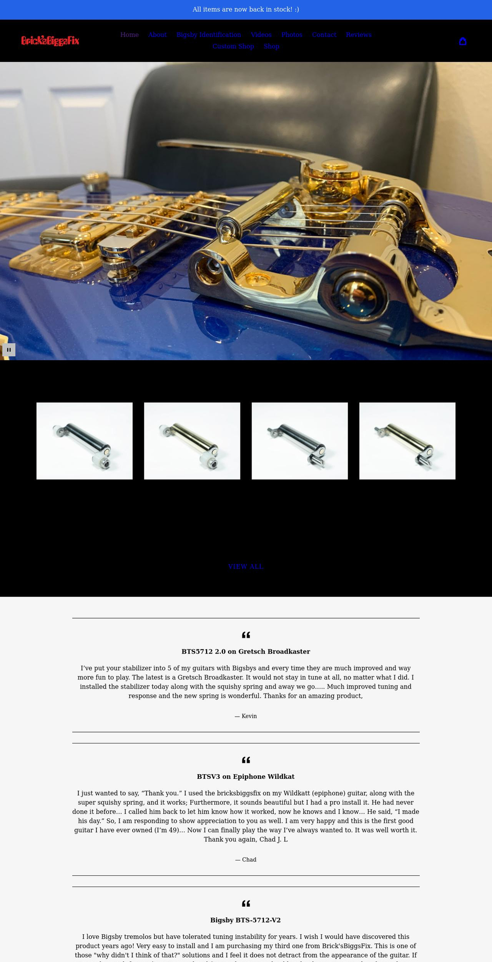 bricksbiggsfix.com shopify website screenshot