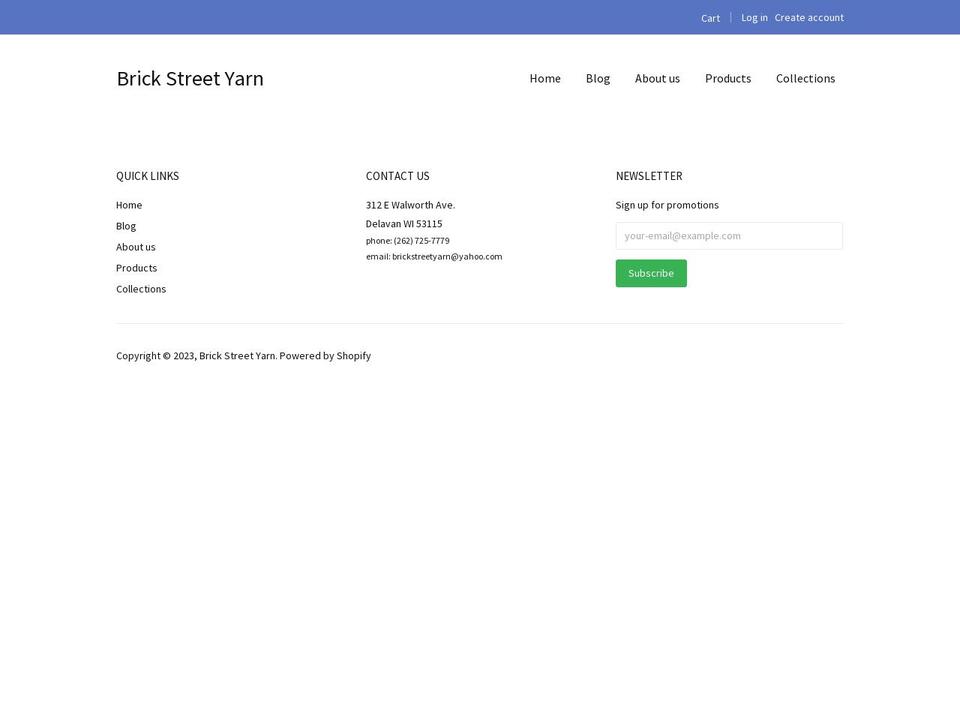 brickstreetyarn.com shopify website screenshot