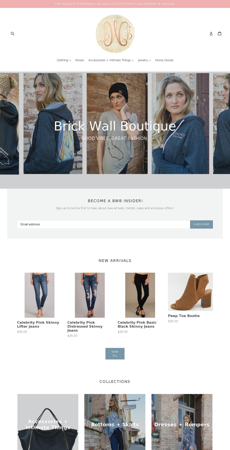 brickwallboutique.com — Shopify storefront screenshot