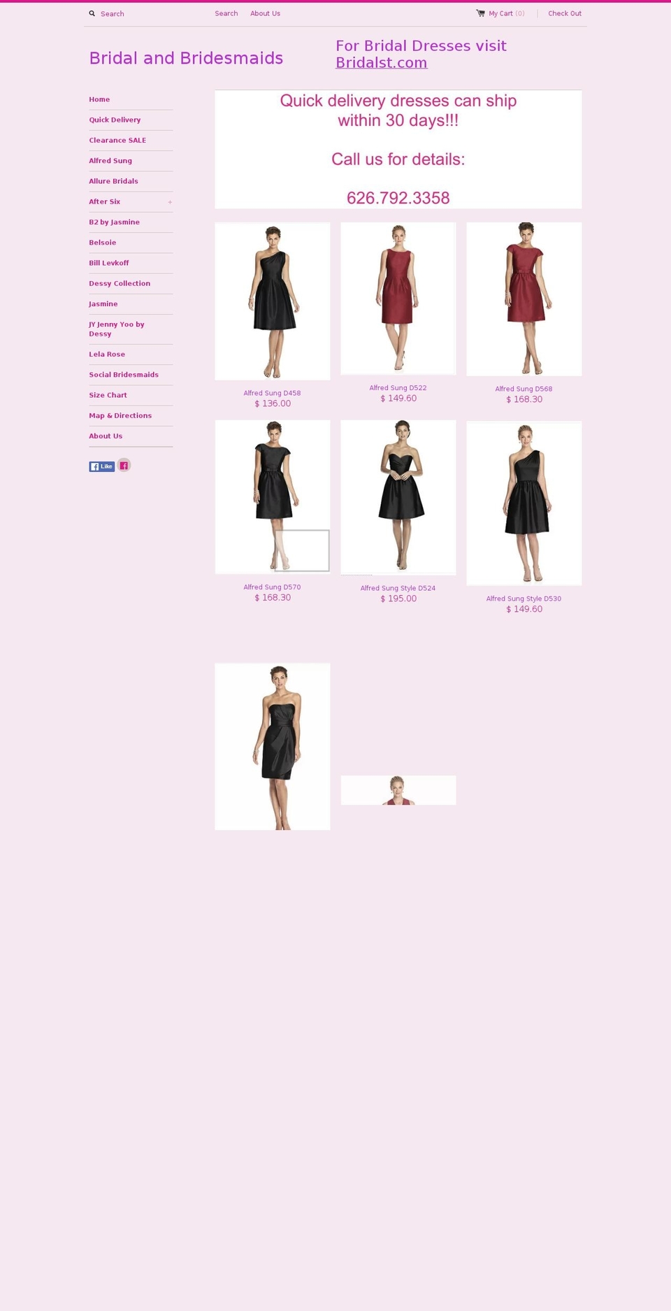 bridalandbridesmaids.com shopify website screenshot