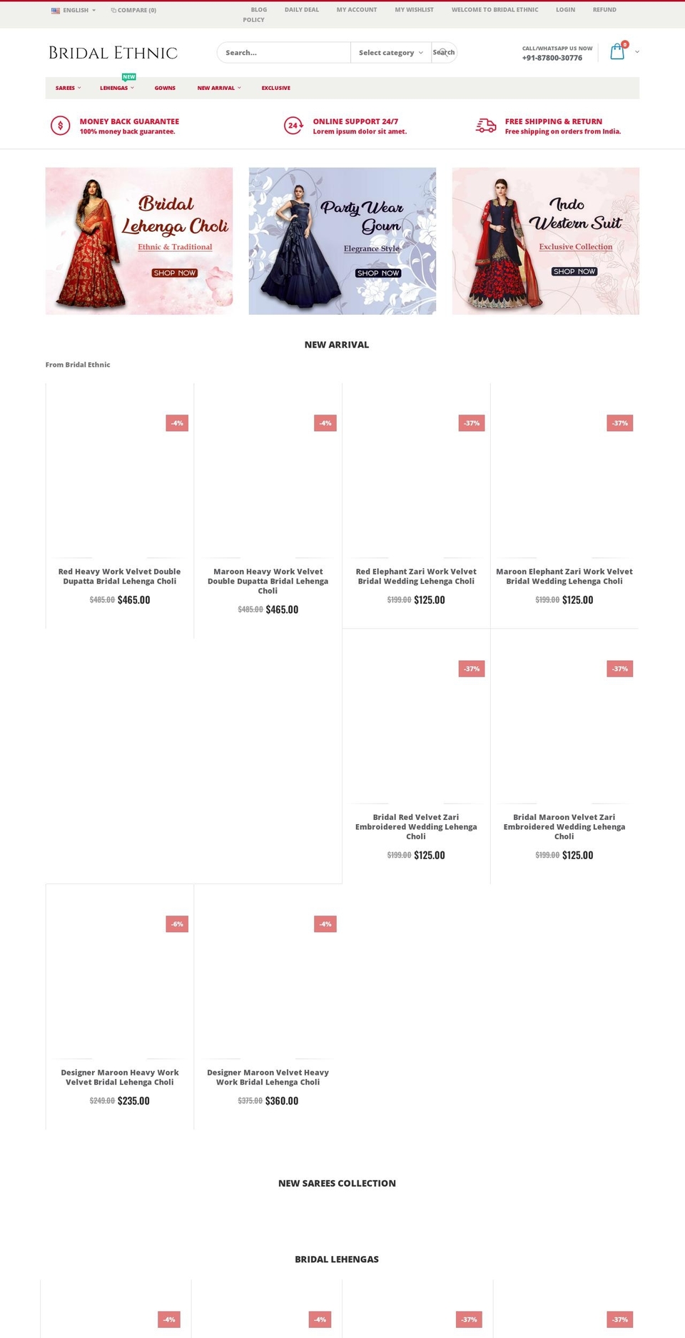 bridalethnic.com shopify website screenshot
