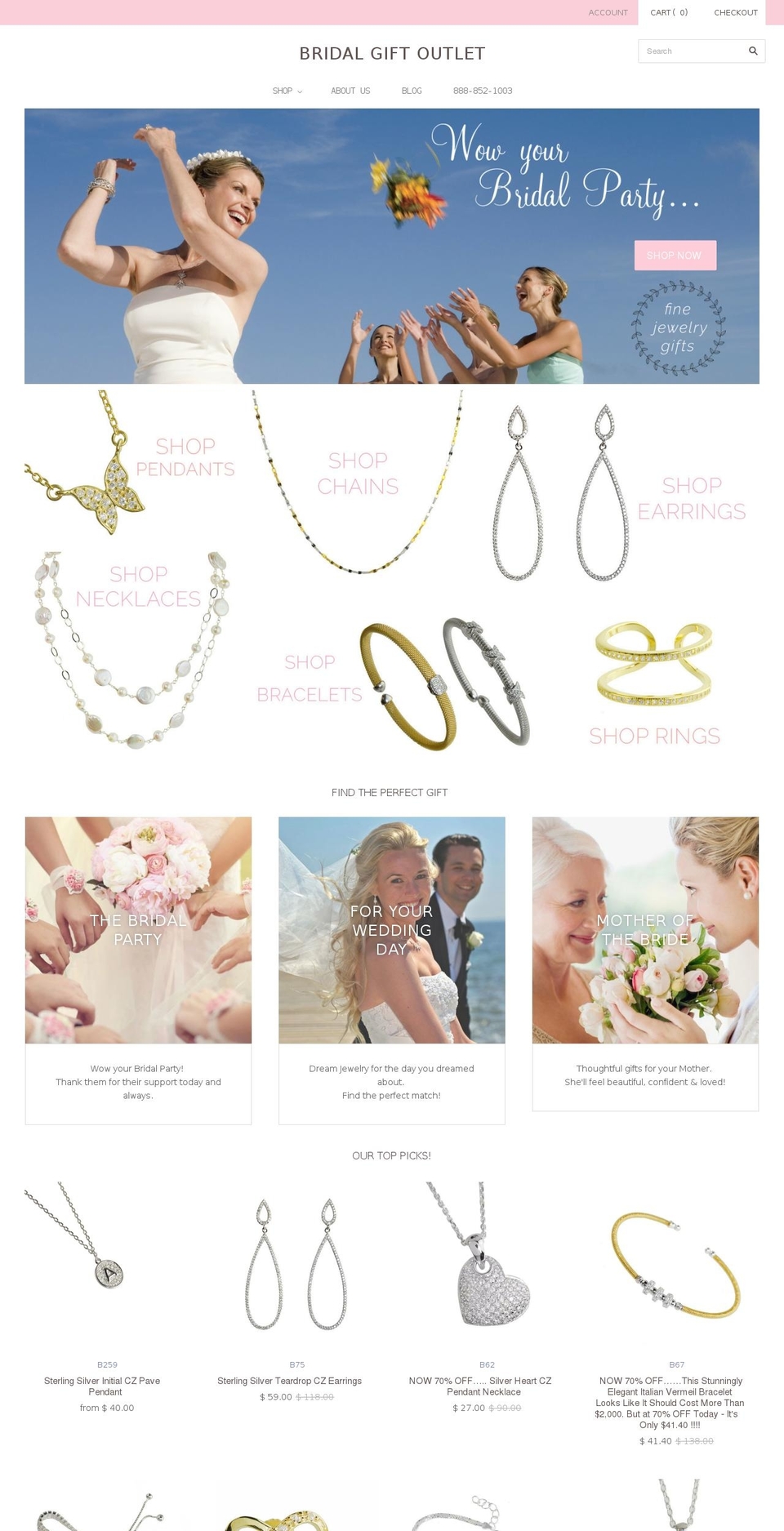 bridalgiftoutlet.com shopify website screenshot