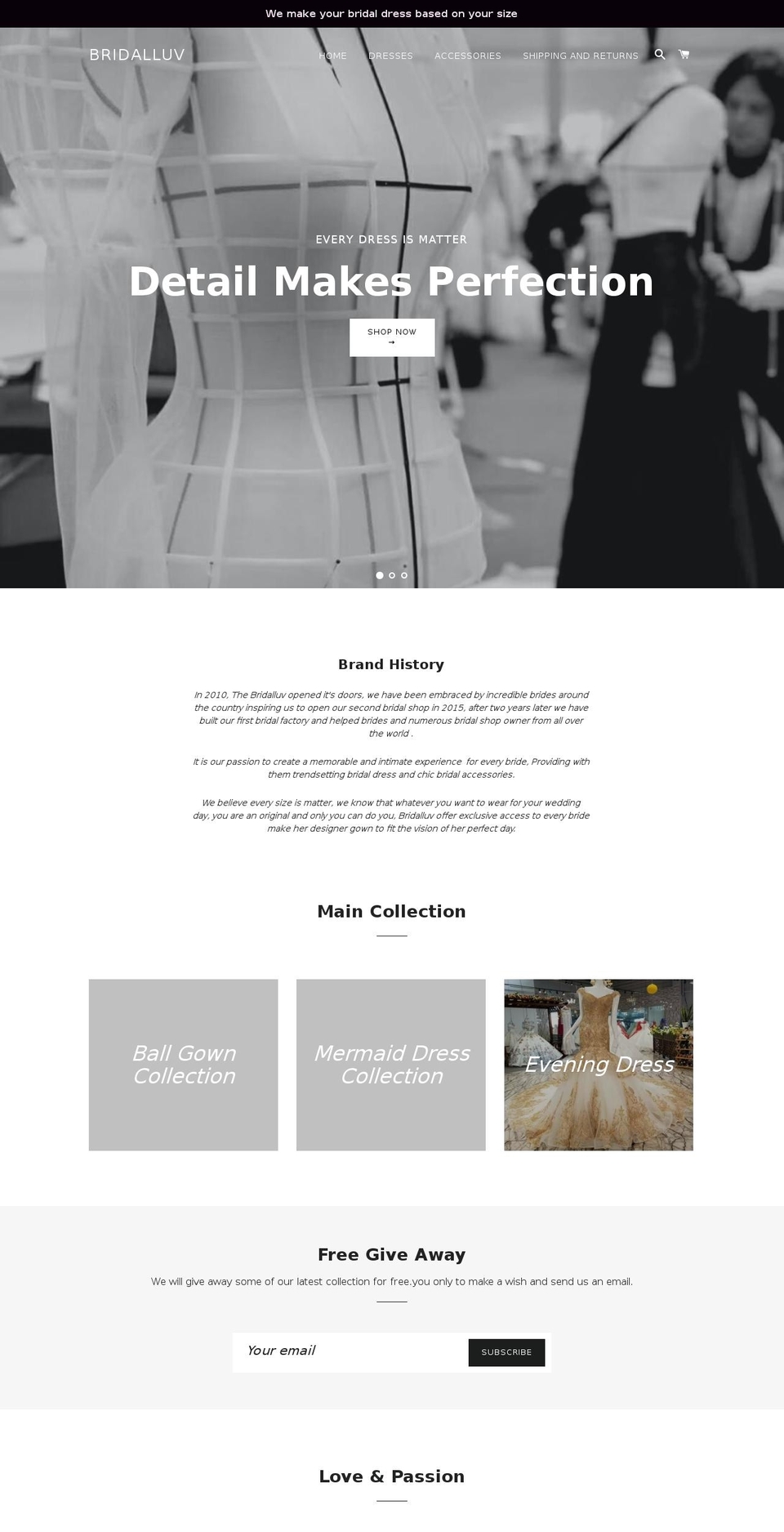 bridalluv.com — Shopify storefront screenshot