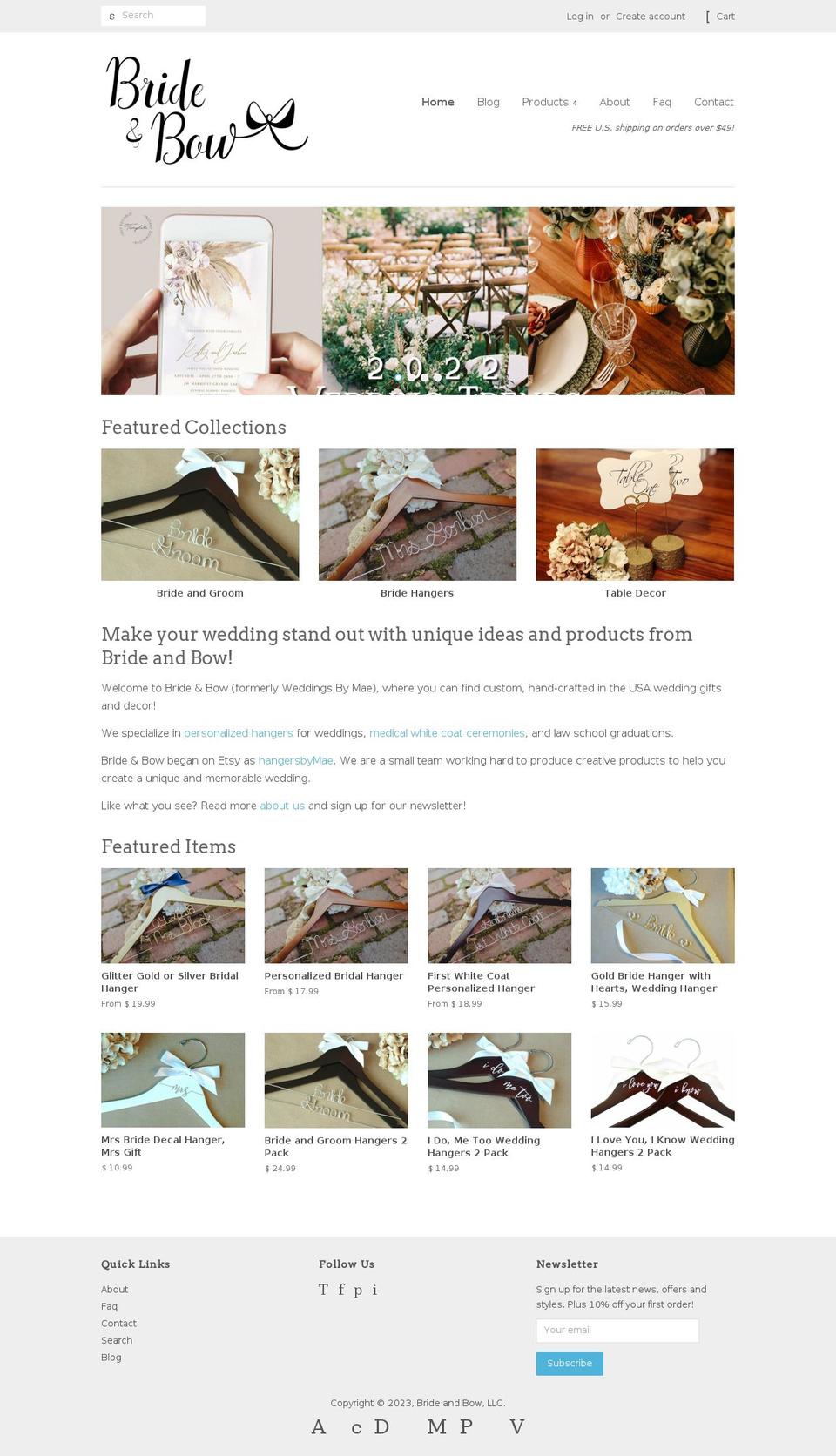 brideandbow.com shopify website screenshot