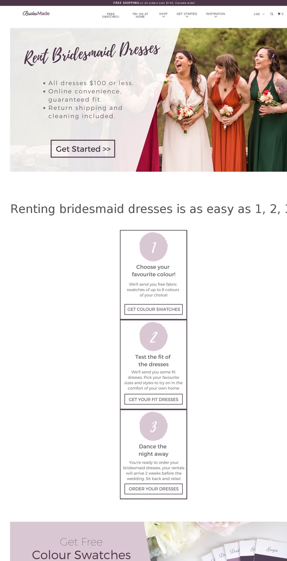 bridesmade.ca shopify website screenshot