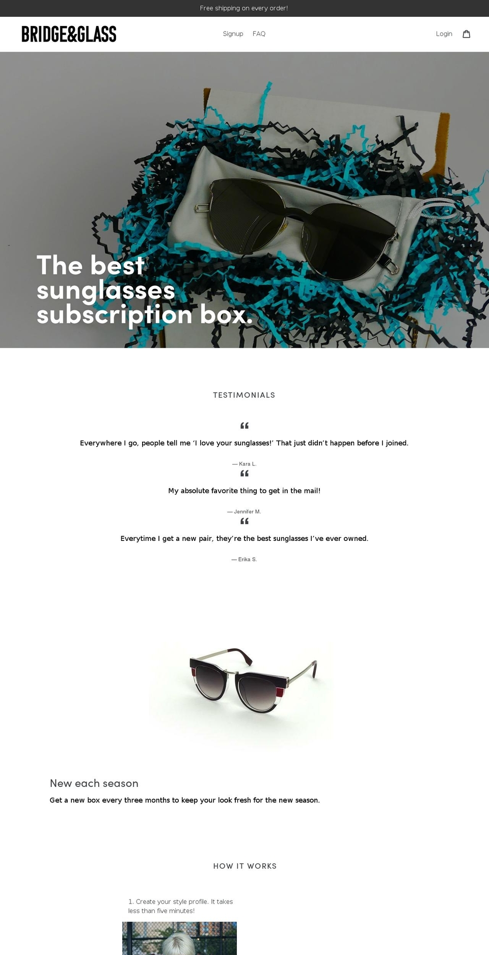 bridgeandglass.com — Shopify storefront screenshot