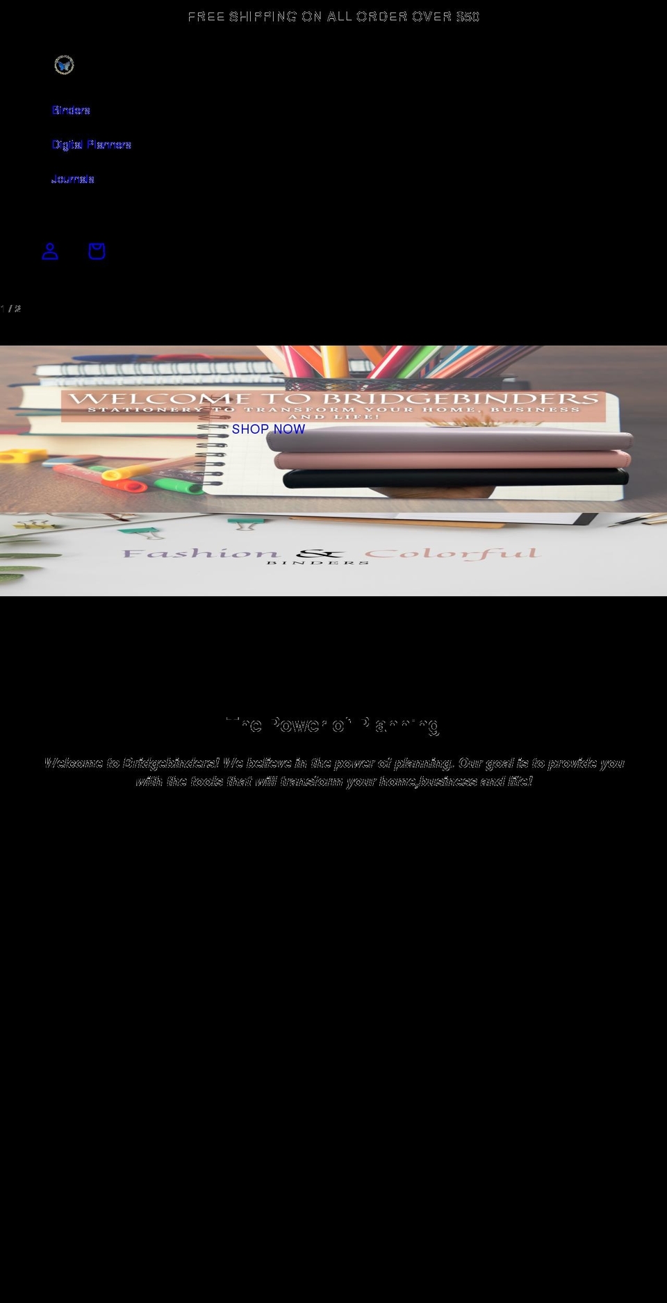 bridgebinders.com shopify website screenshot