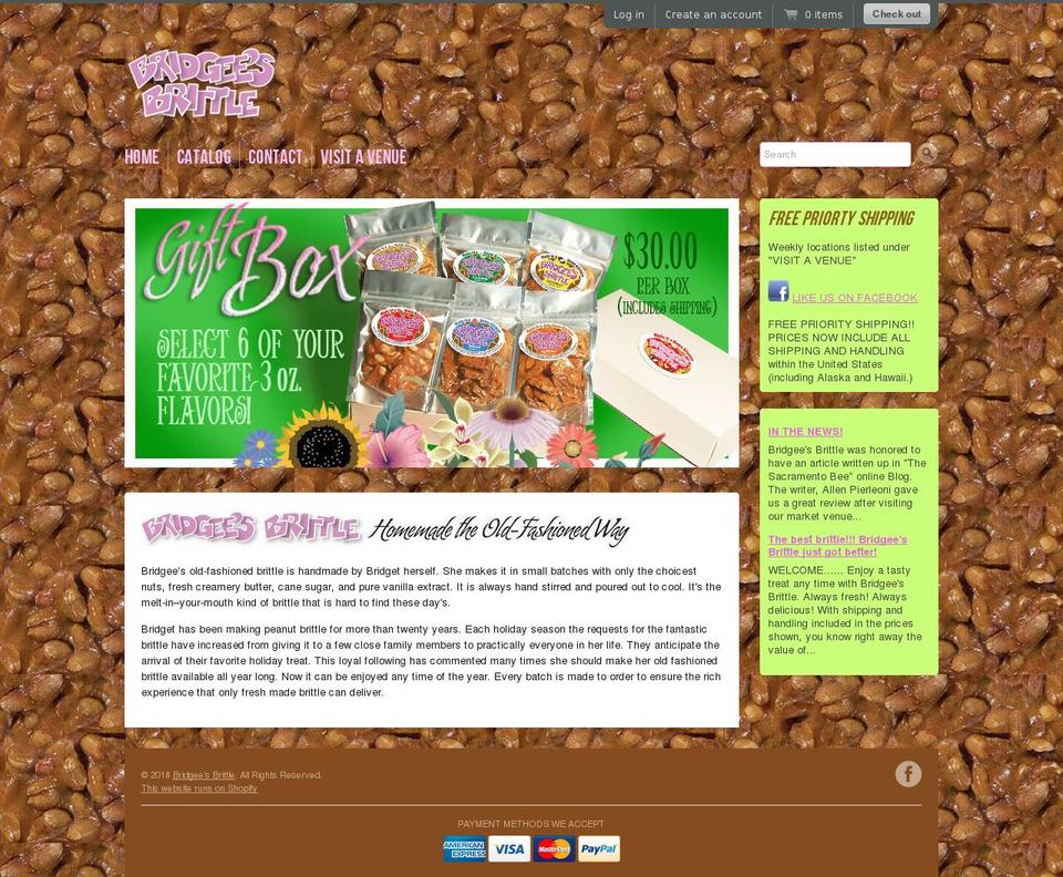 bridgeesbrittle.com shopify website screenshot