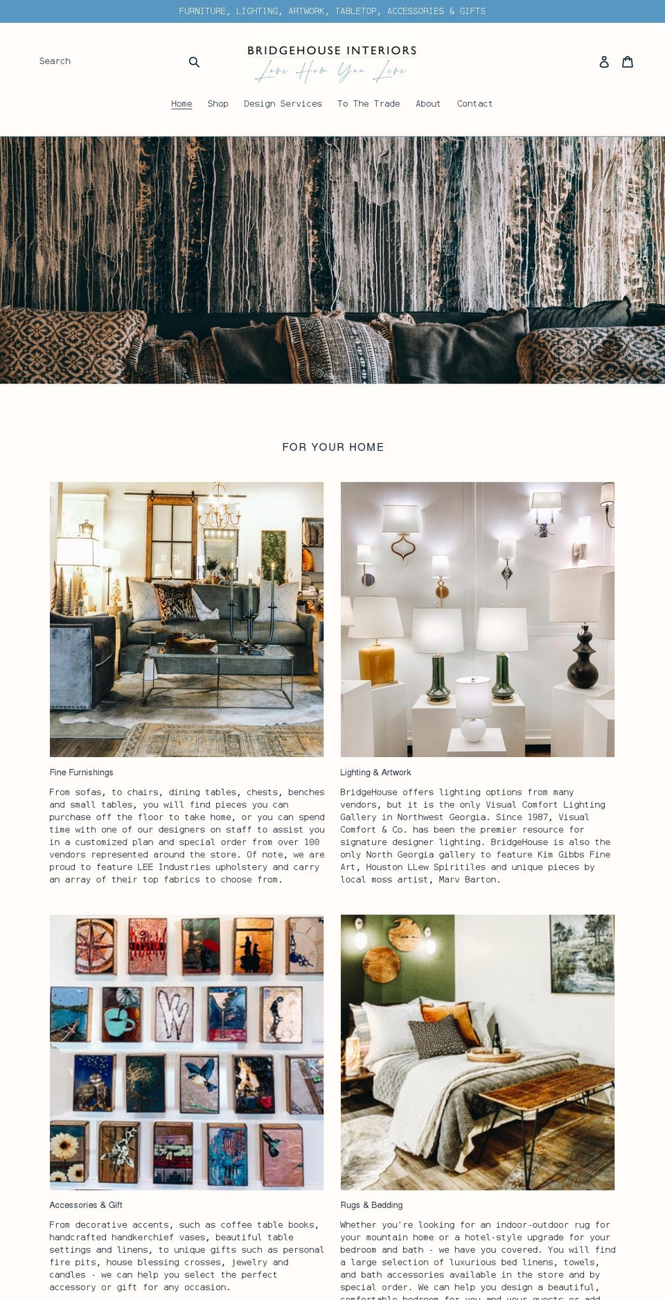 bridgehouseinteriors.com shopify website screenshot