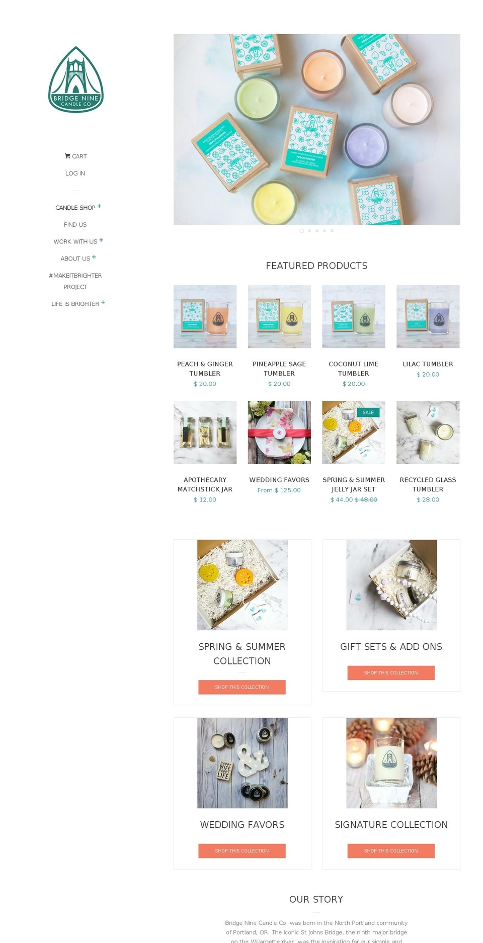 bridgeninecandleco.com shopify website screenshot