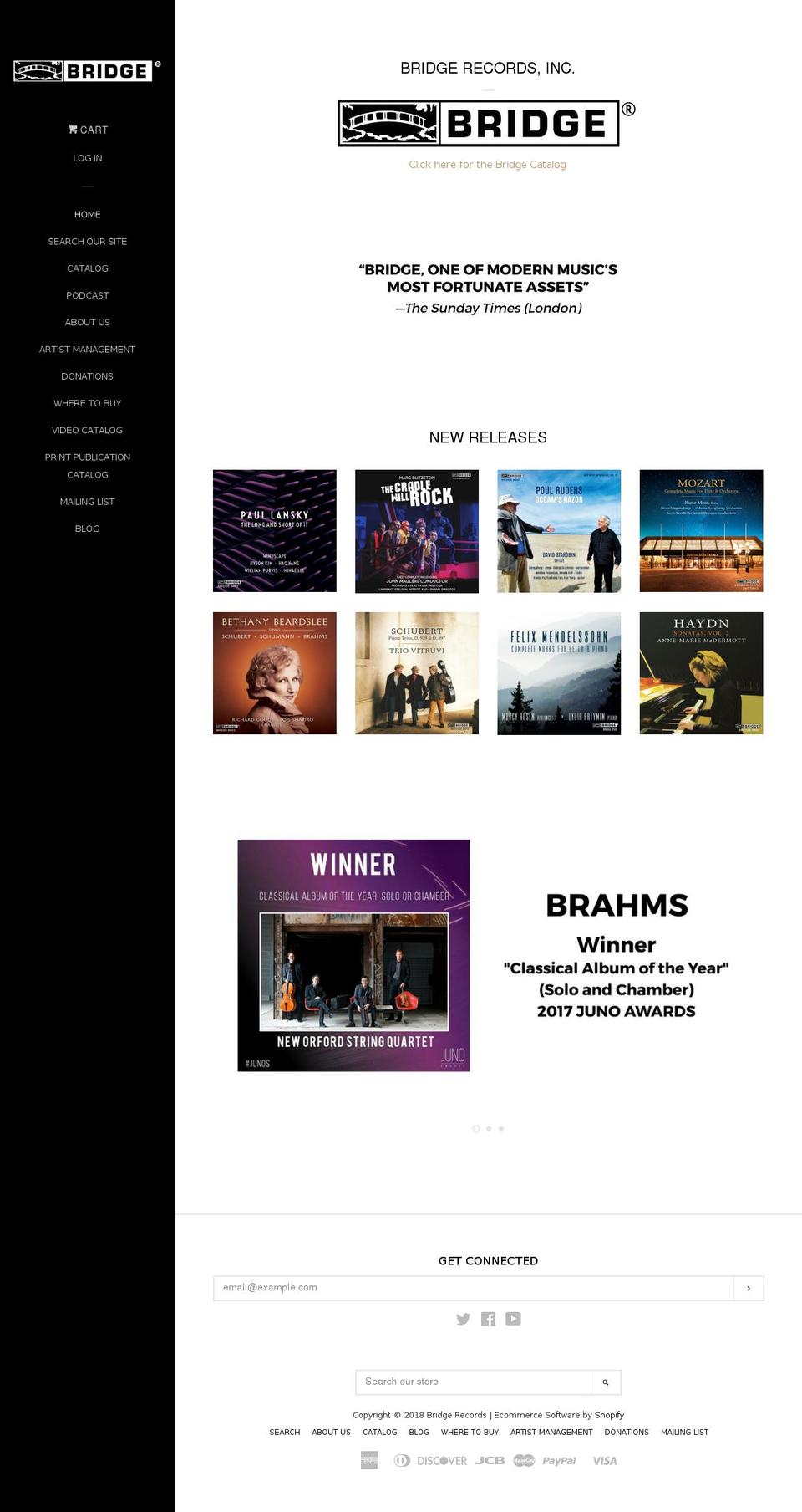 bridgerecords.org shopify website screenshot