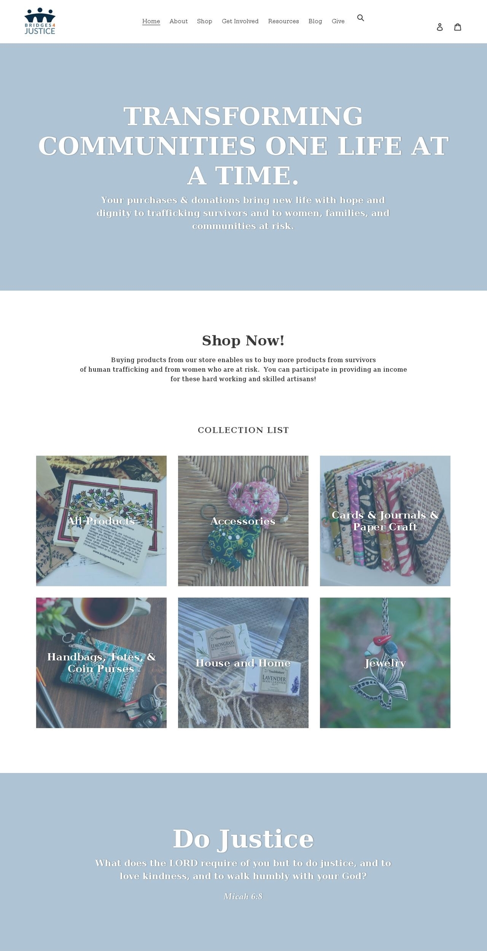 bridges4justice.org shopify website screenshot