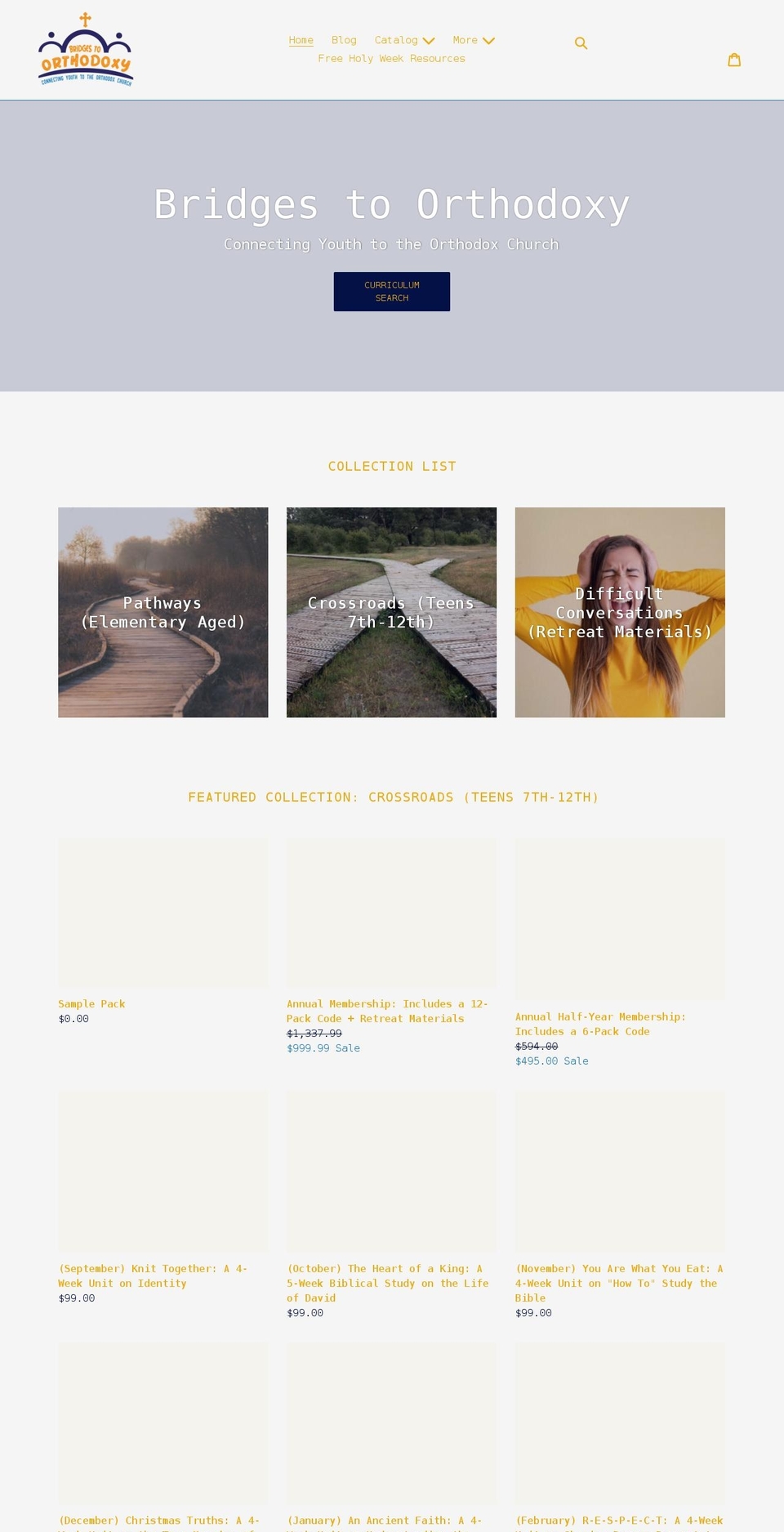 bridgestoorthodoxy.com shopify website screenshot