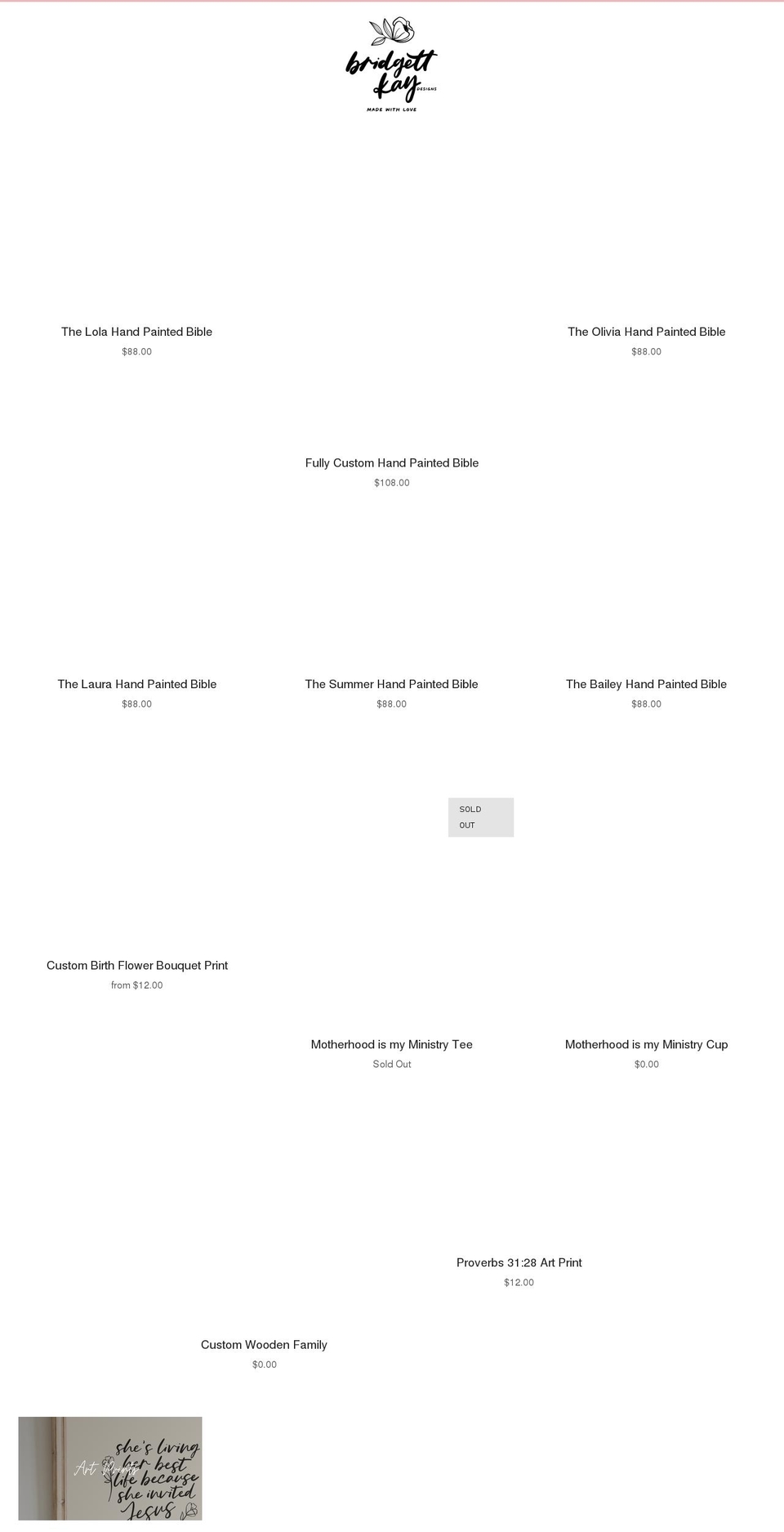 bridgettkaydesigns.com shopify website screenshot