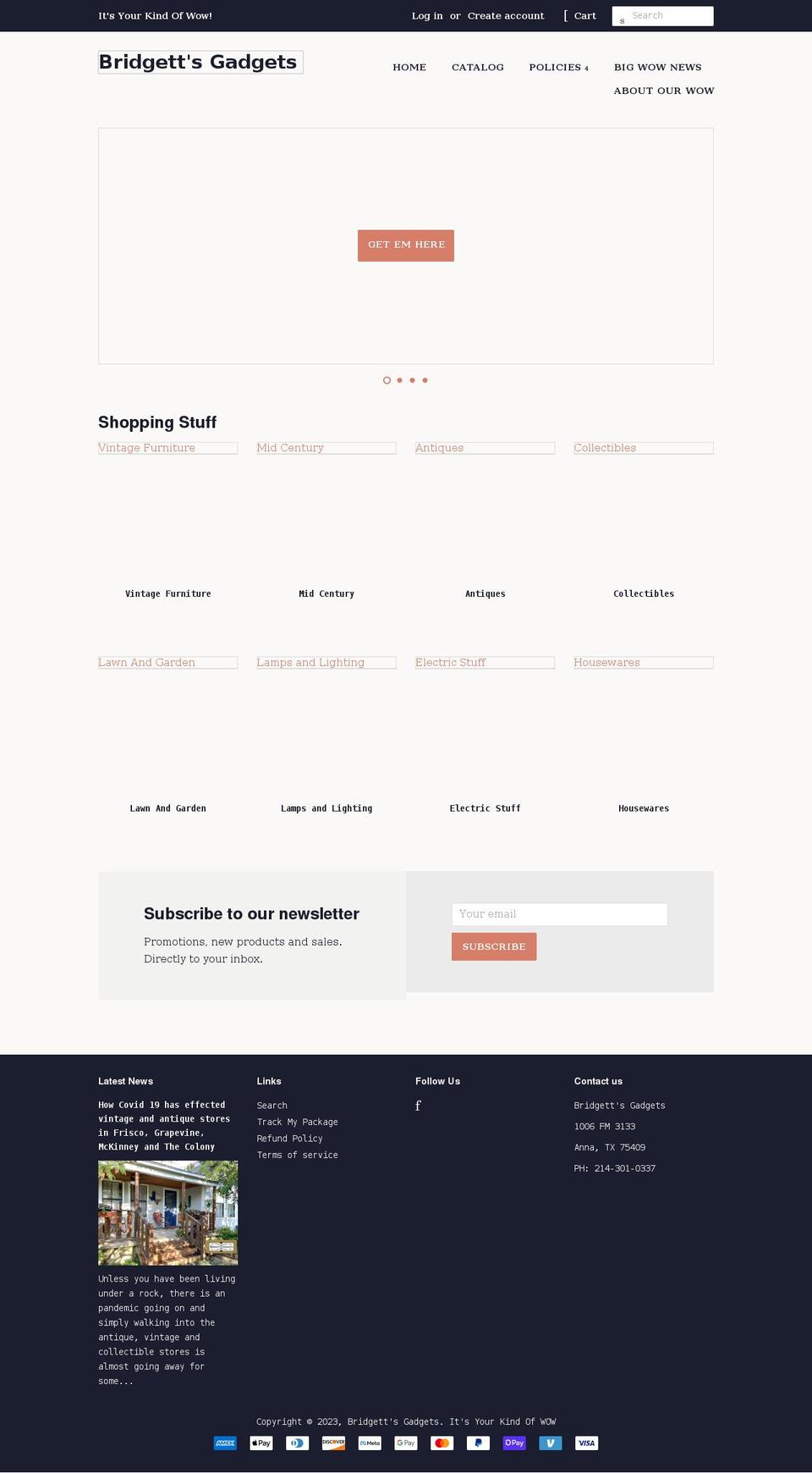 bridgettsgadgets.com shopify website screenshot