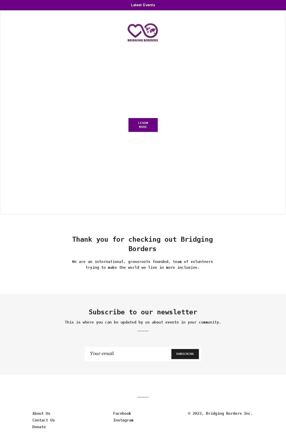 bridgingborders.co shopify website screenshot