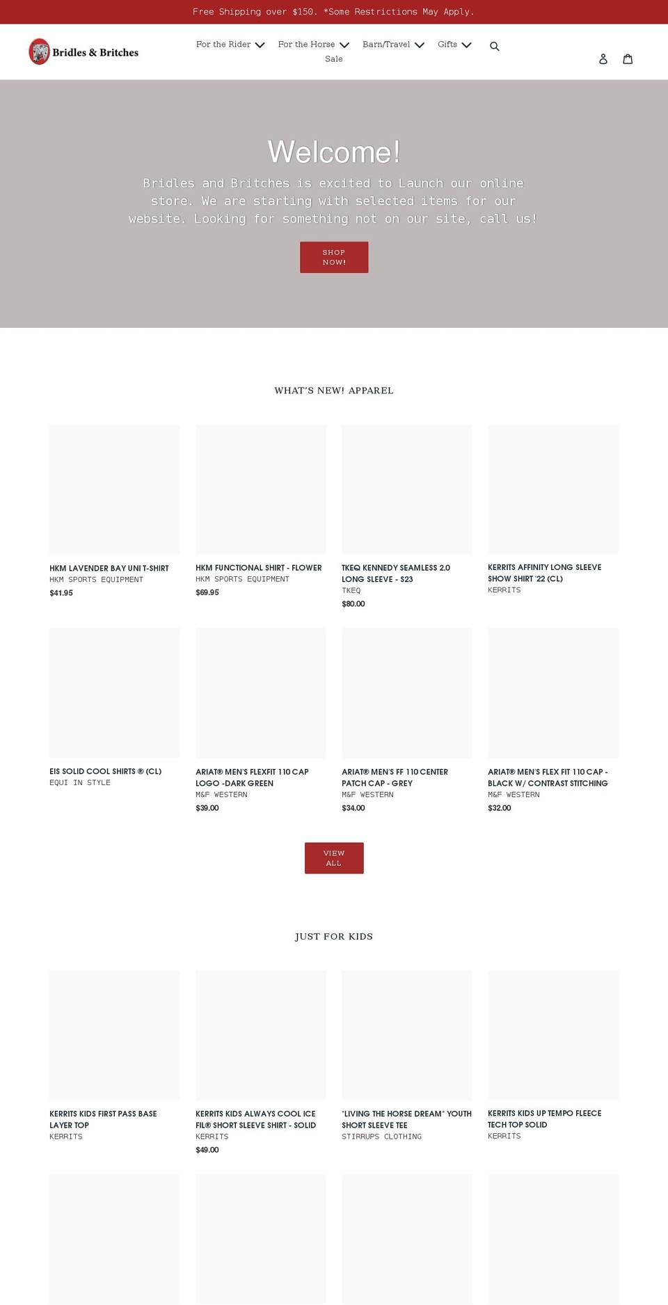 bridlesandbritches.com shopify website screenshot