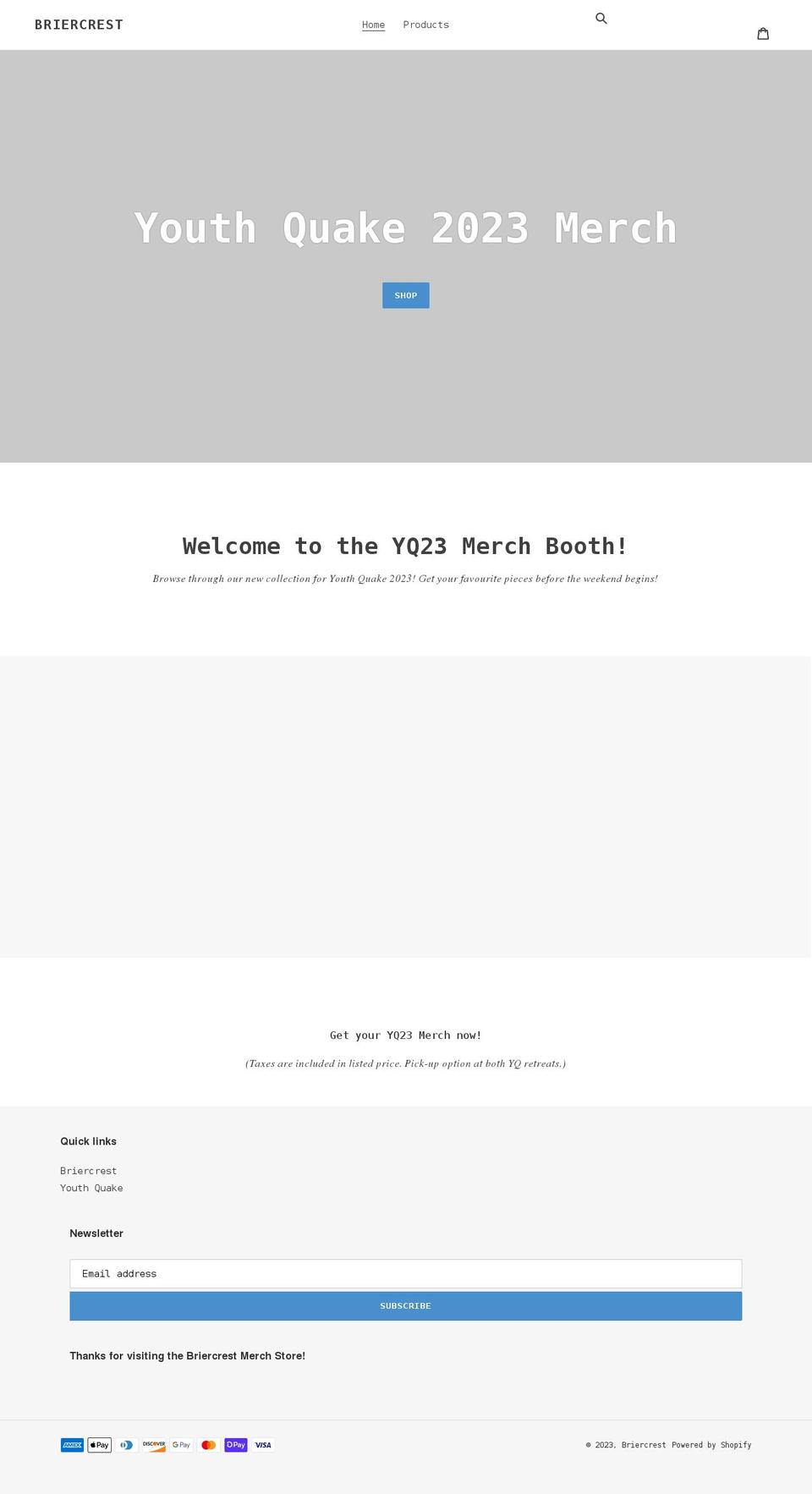 briercrest.shop shopify website screenshot