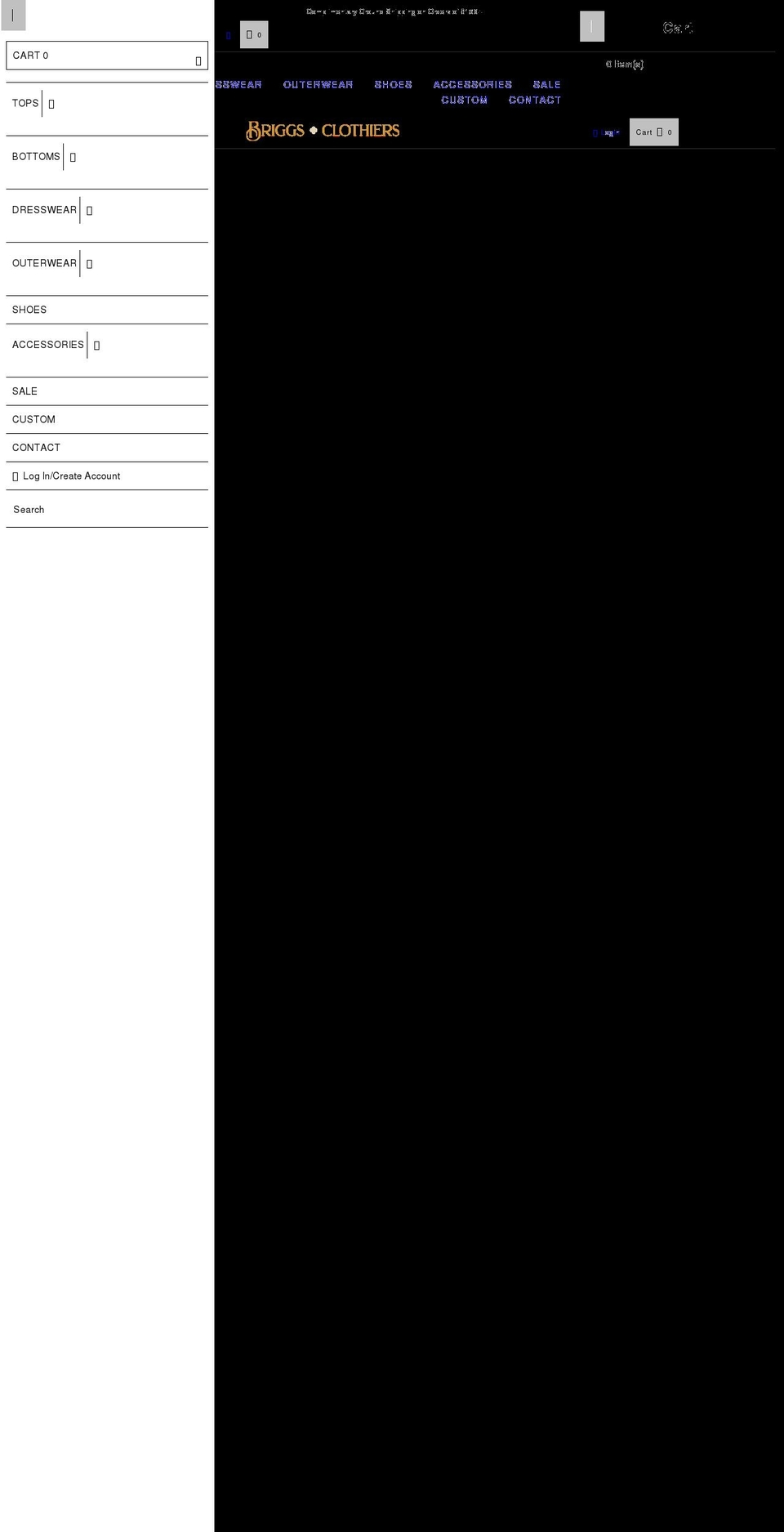 briggsclothiers.com shopify website screenshot