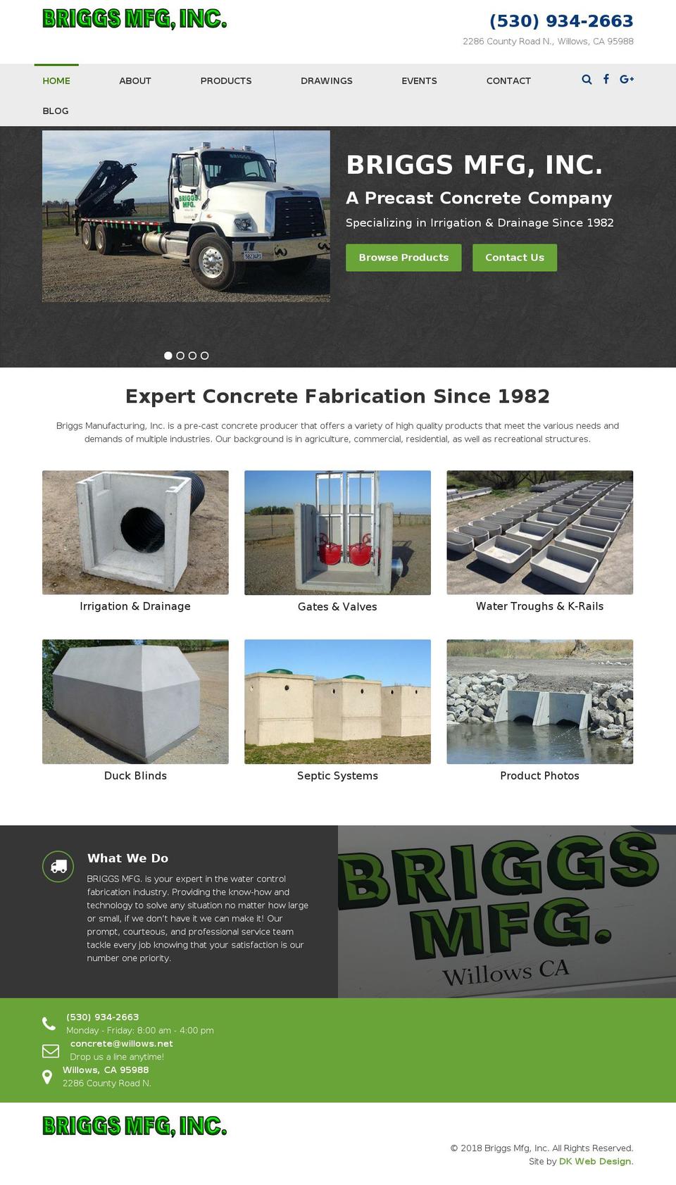 Timber Shopify theme site example briggsconcrete.com