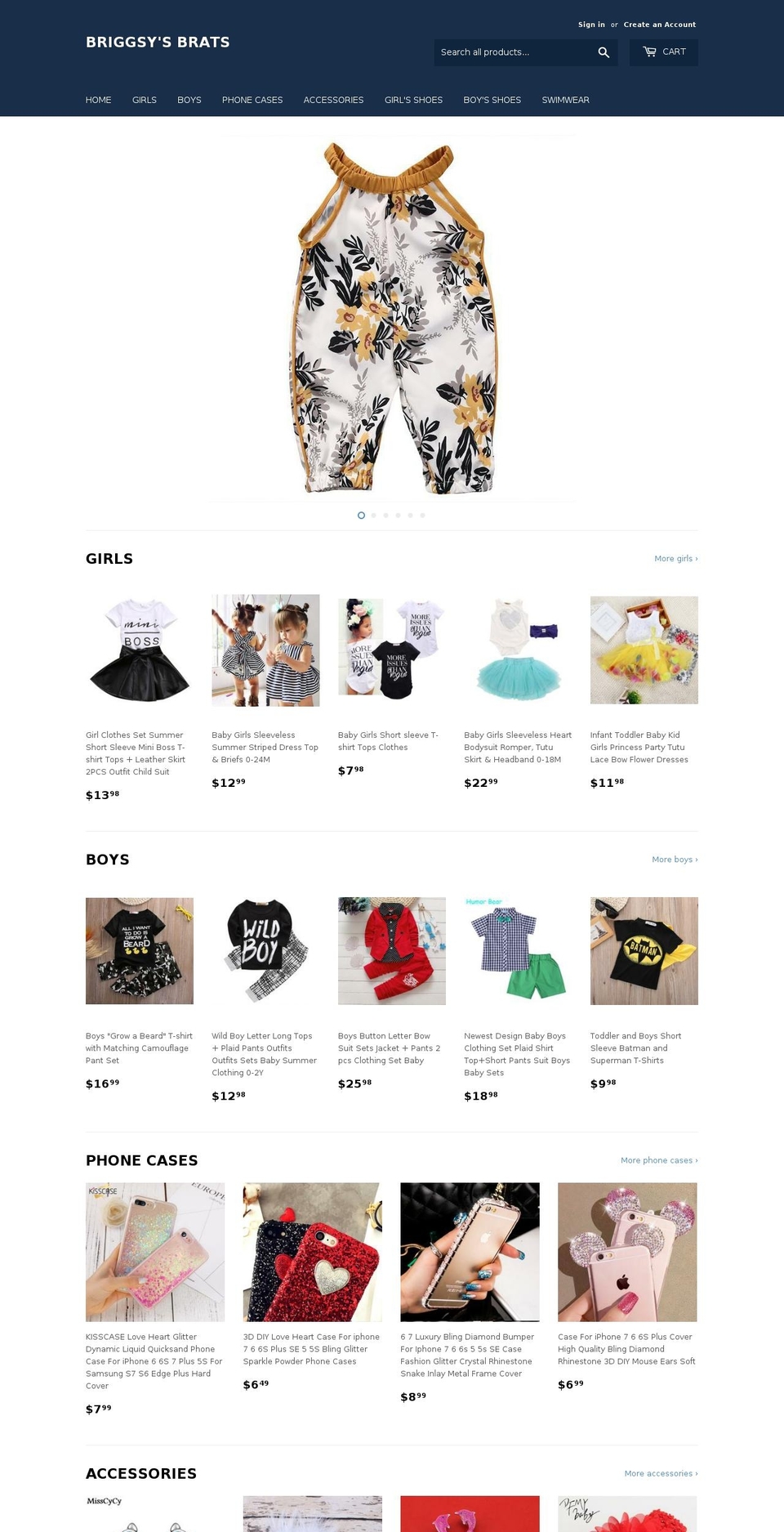 briggsysbrats.com — Shopify storefront screenshot