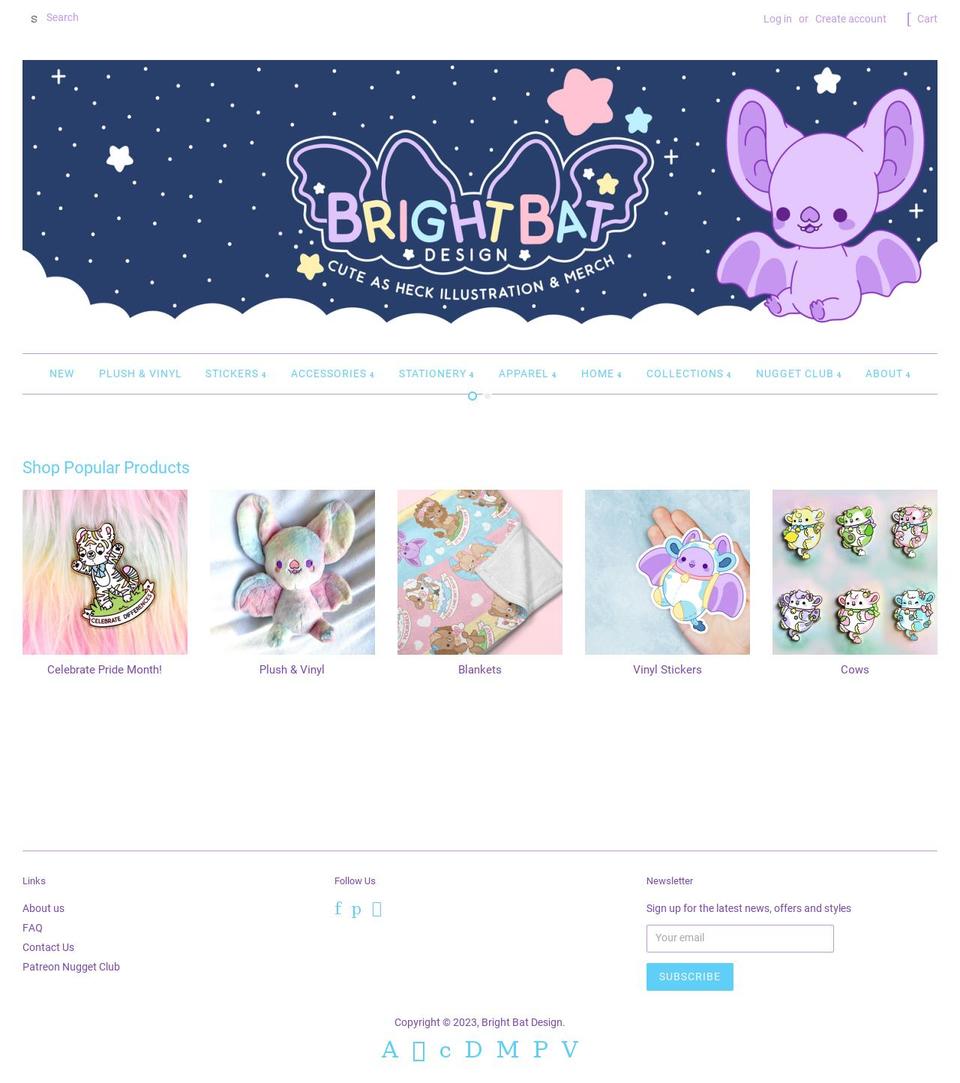 brightbatdesign.com shopify website screenshot