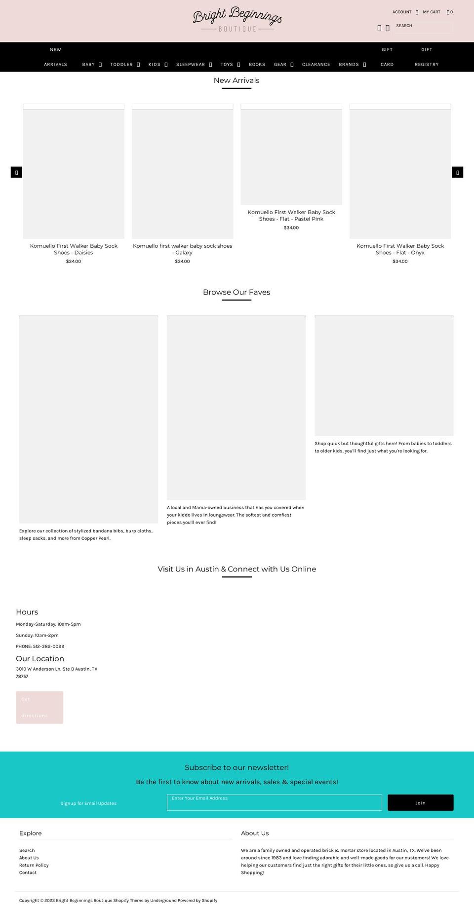 brightbeginningsboutique.com shopify website screenshot