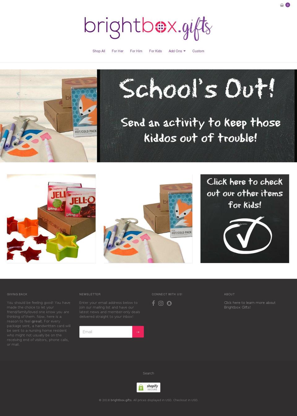 brightbox.gifts shopify website screenshot