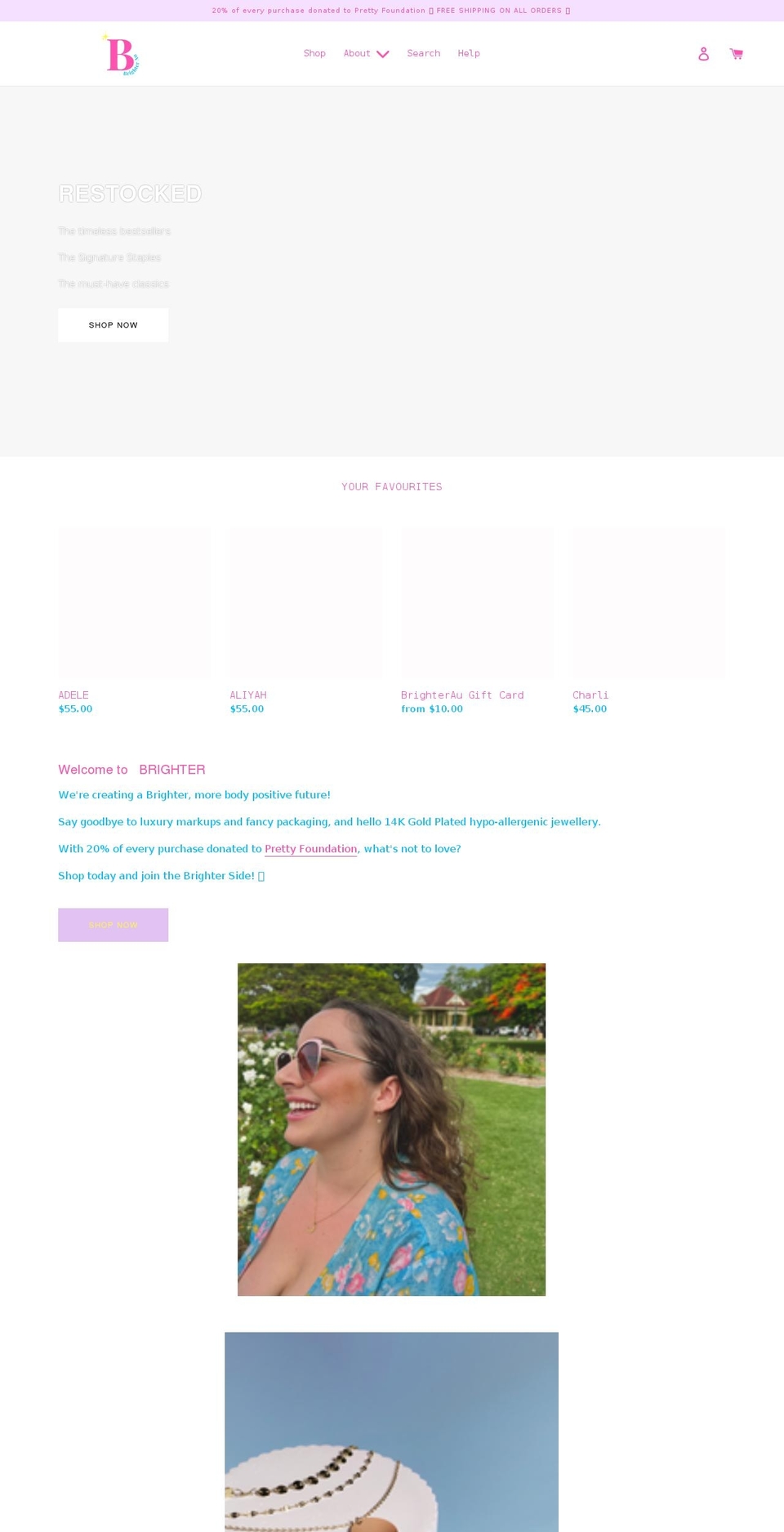brighterau.com shopify website screenshot