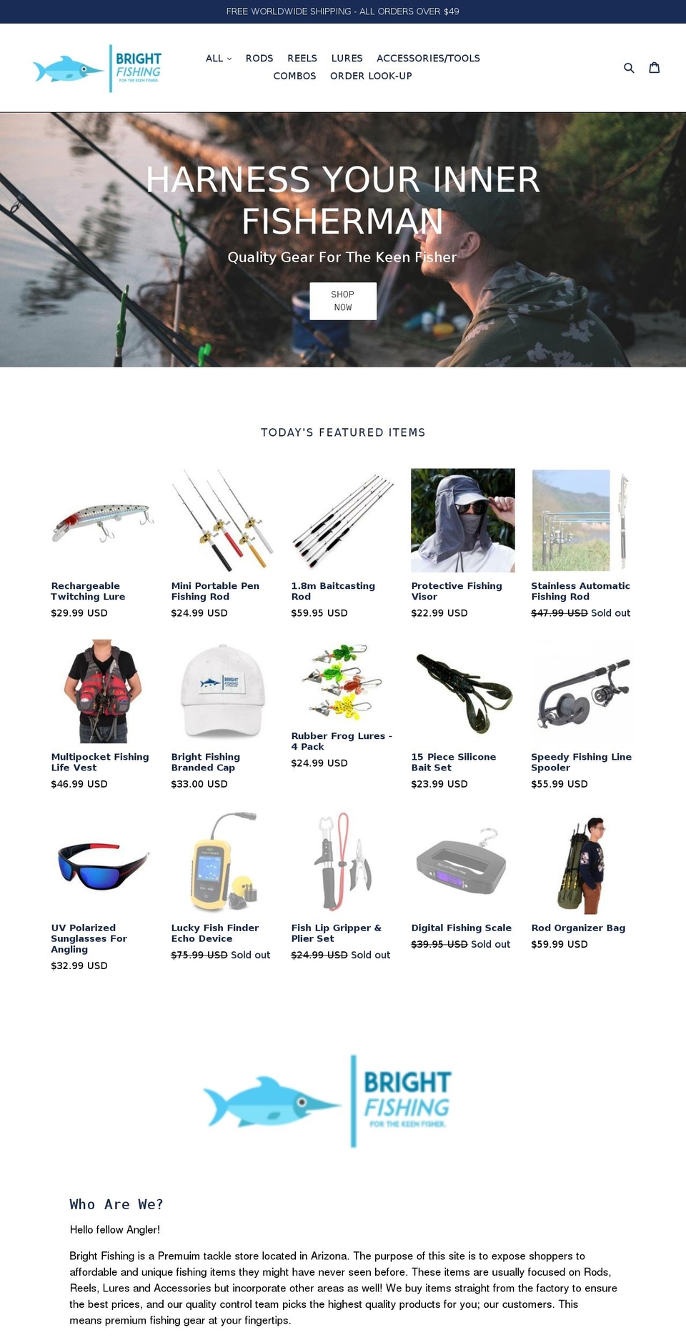 brightfishing.com — Shopify storefront screenshot