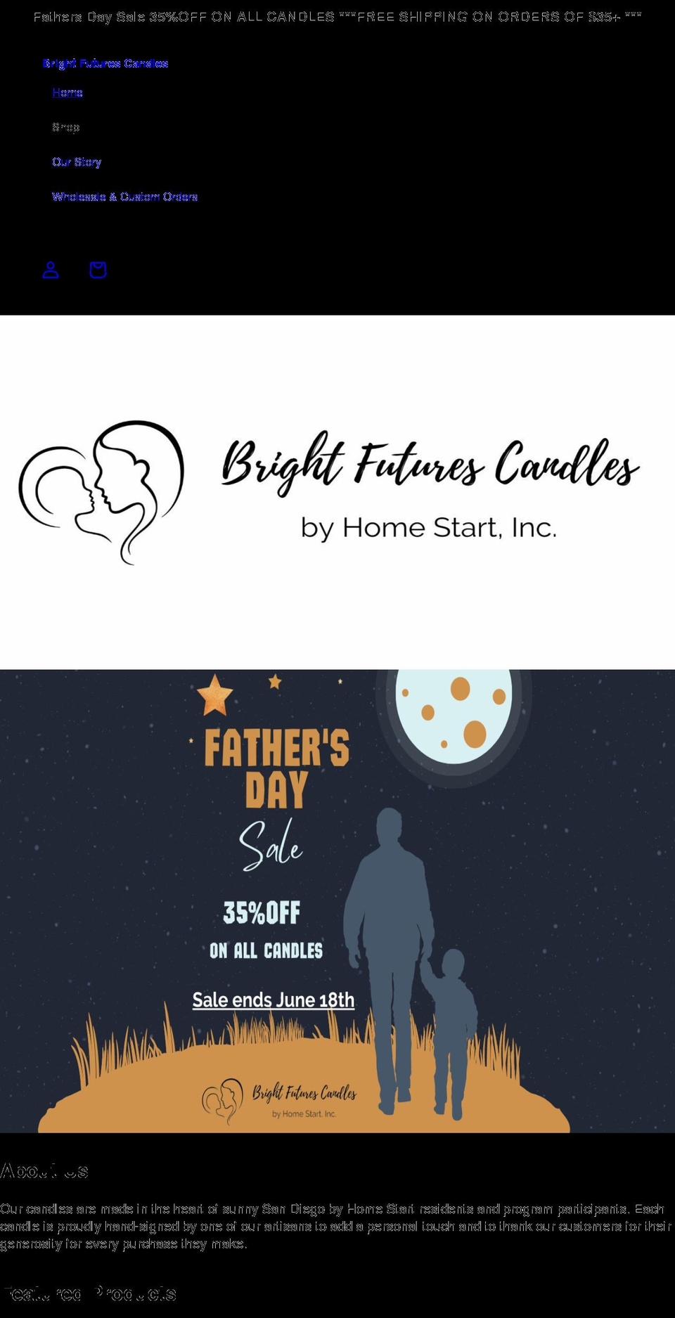 brightfuturescandles.com shopify website screenshot
