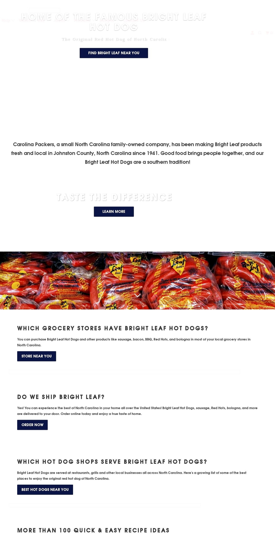 brightleafhotdogs.com shopify website screenshot