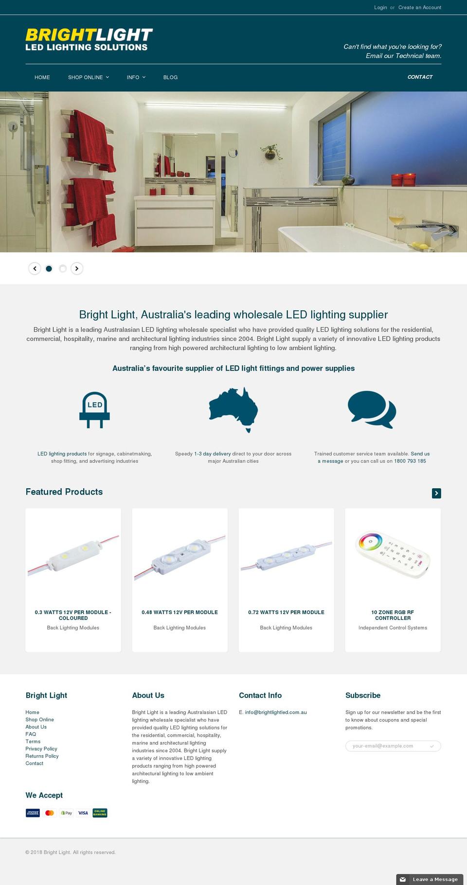 brightlightled.com.au shopify website screenshot