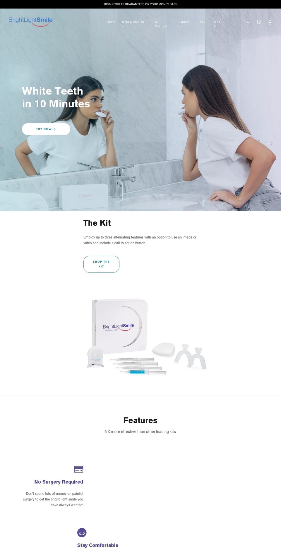 brightlightsmile.com shopify website screenshot