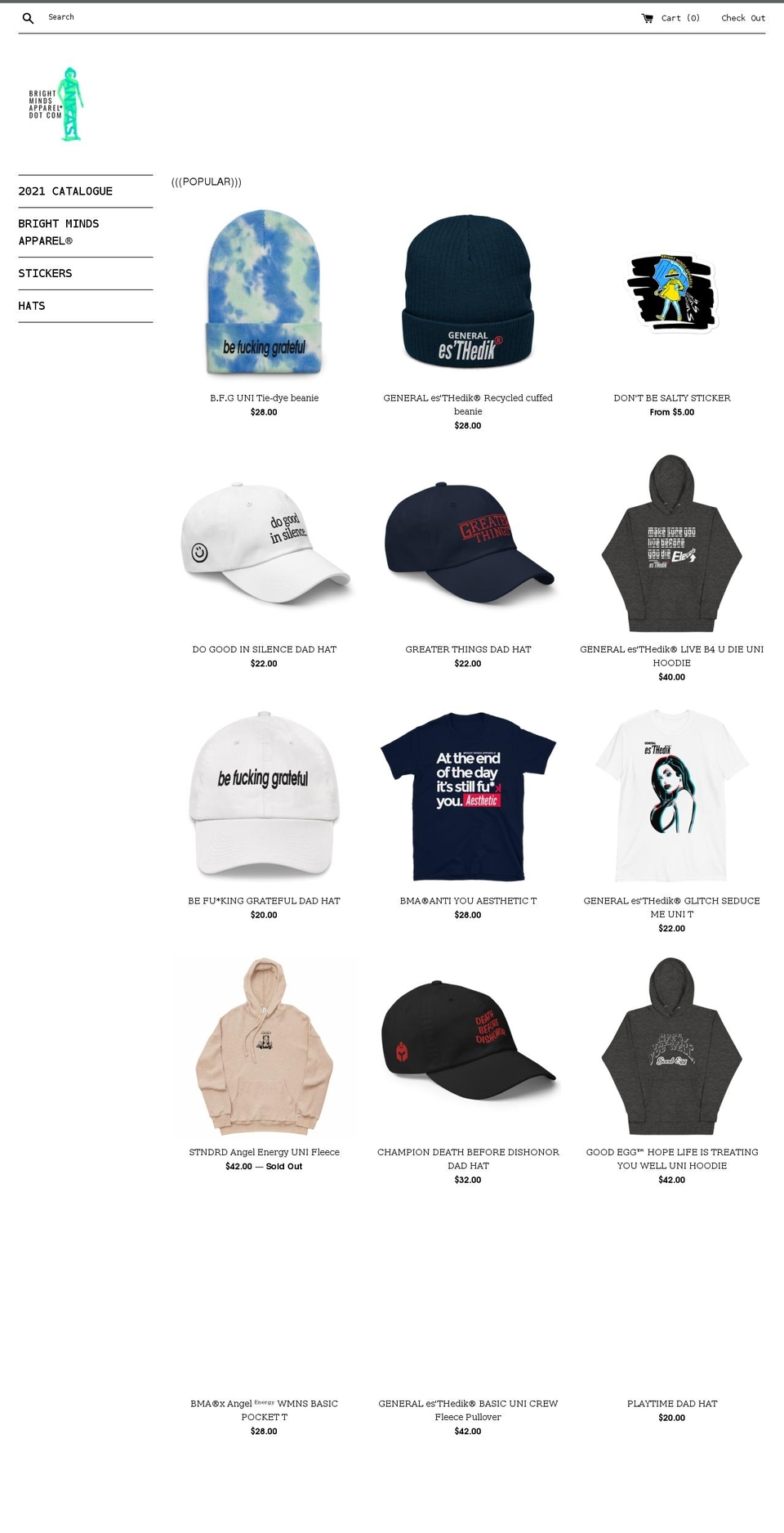 brightmindsapparel.com shopify website screenshot
