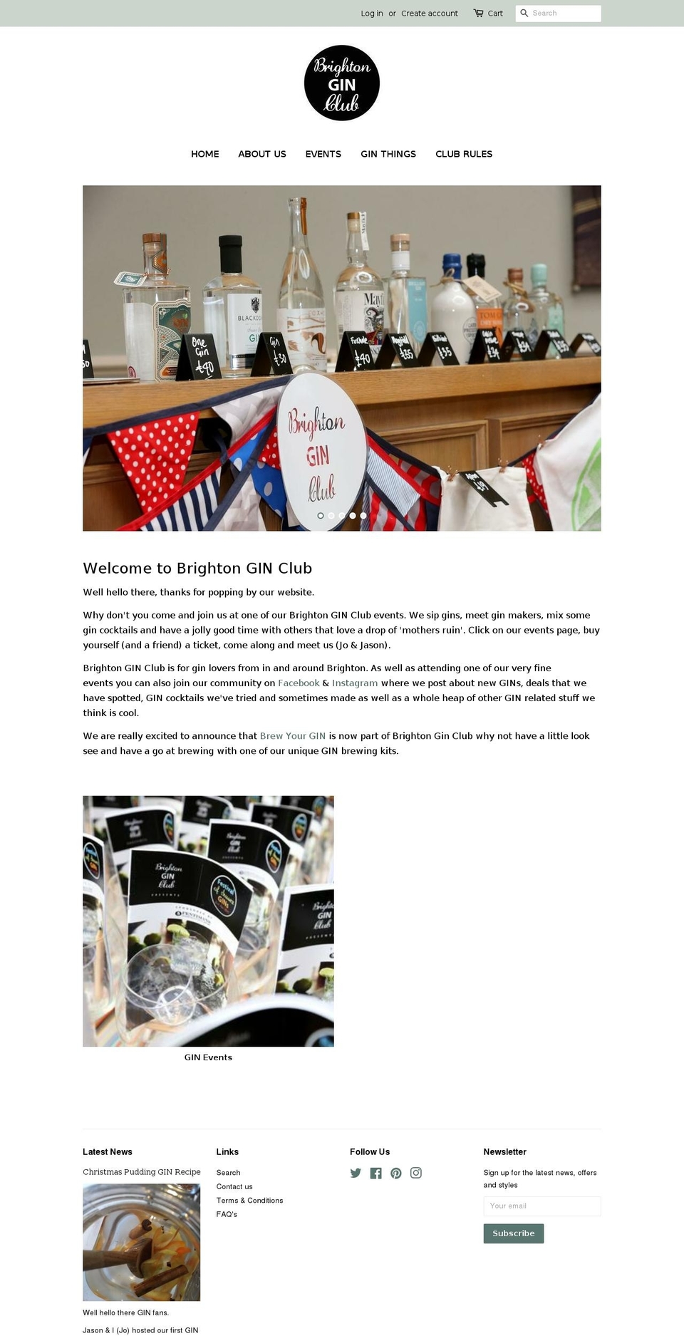 brightonginclub.com shopify website screenshot