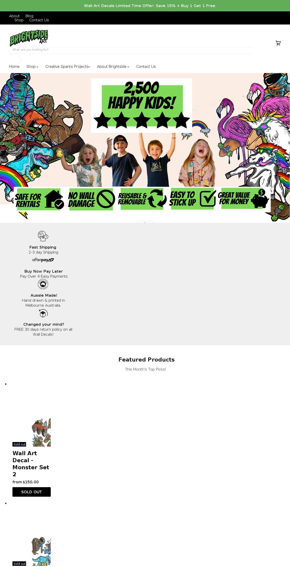 brightsideart.com.au shopify website screenshot