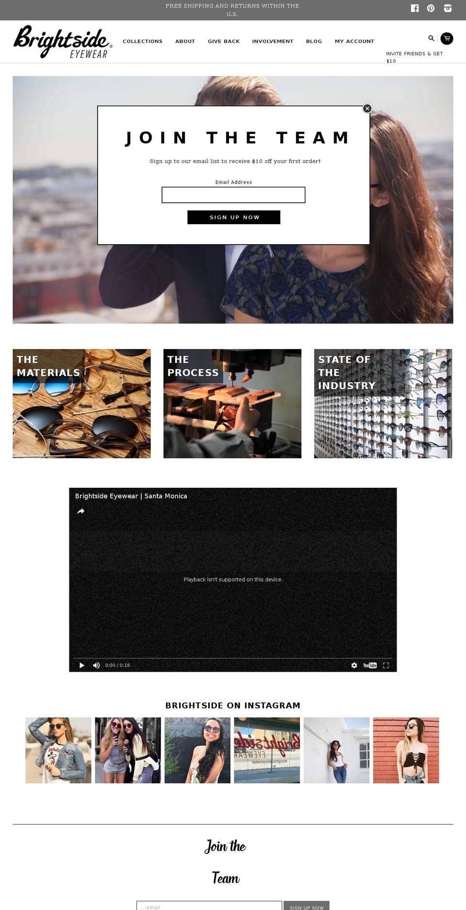 brightsideeyewear.com shopify website screenshot