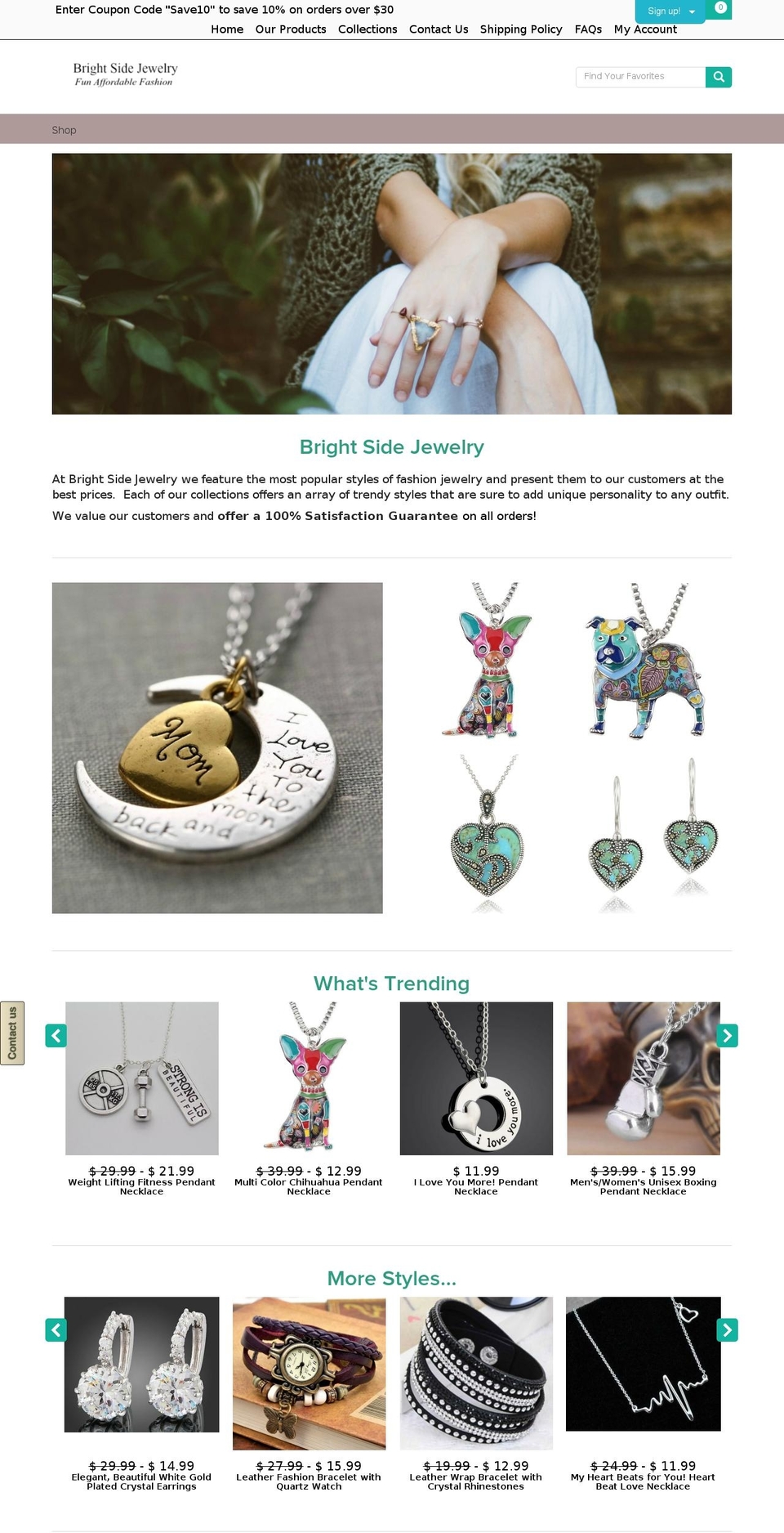 brightsidejewelry.com shopify website screenshot