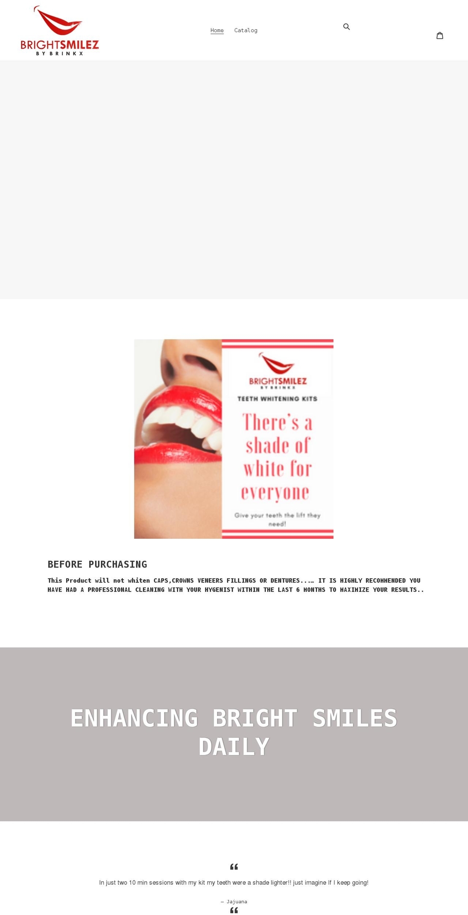 brightsmilezbybrinkx.com shopify website screenshot