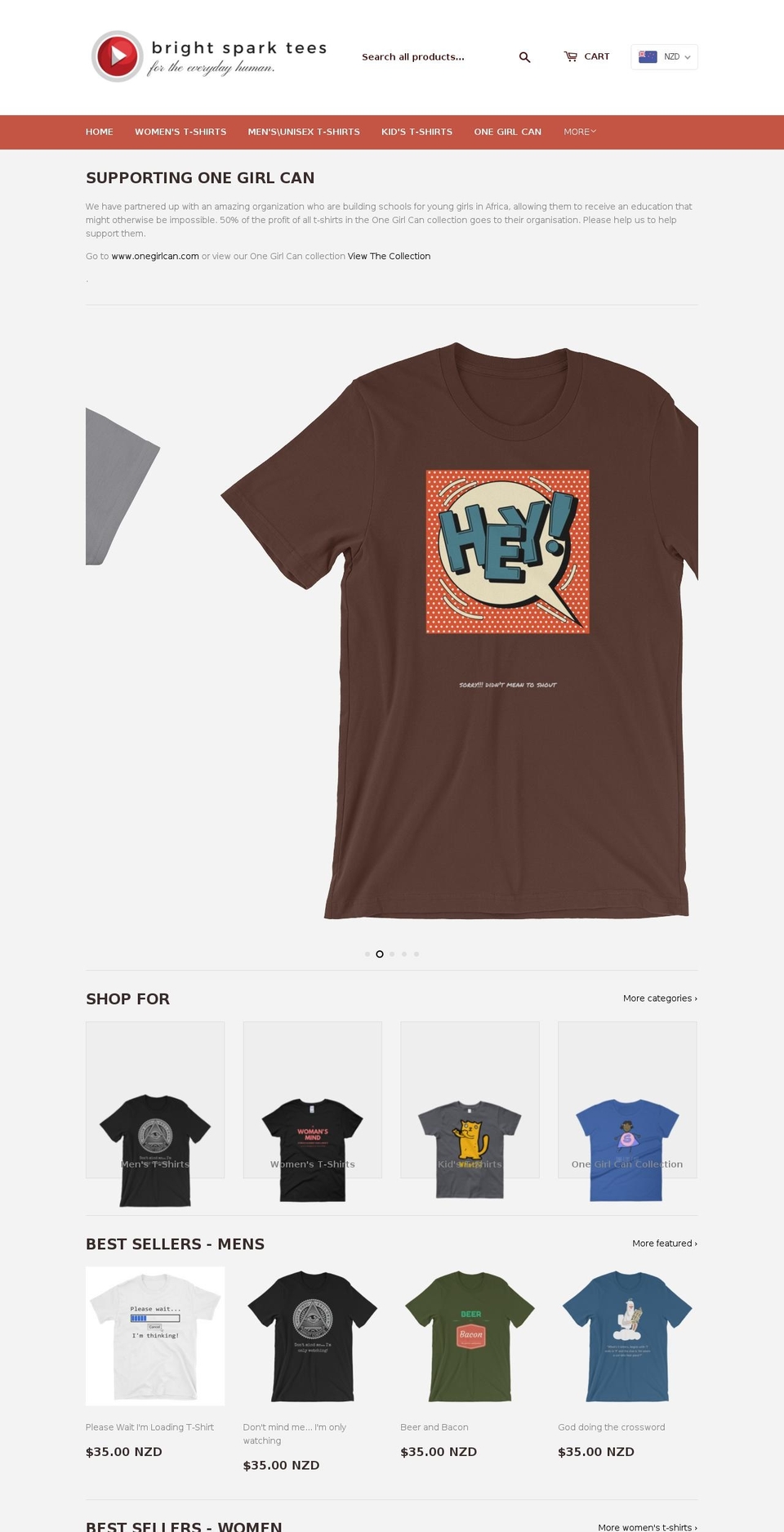 brightsparktees.com — Shopify storefront screenshot