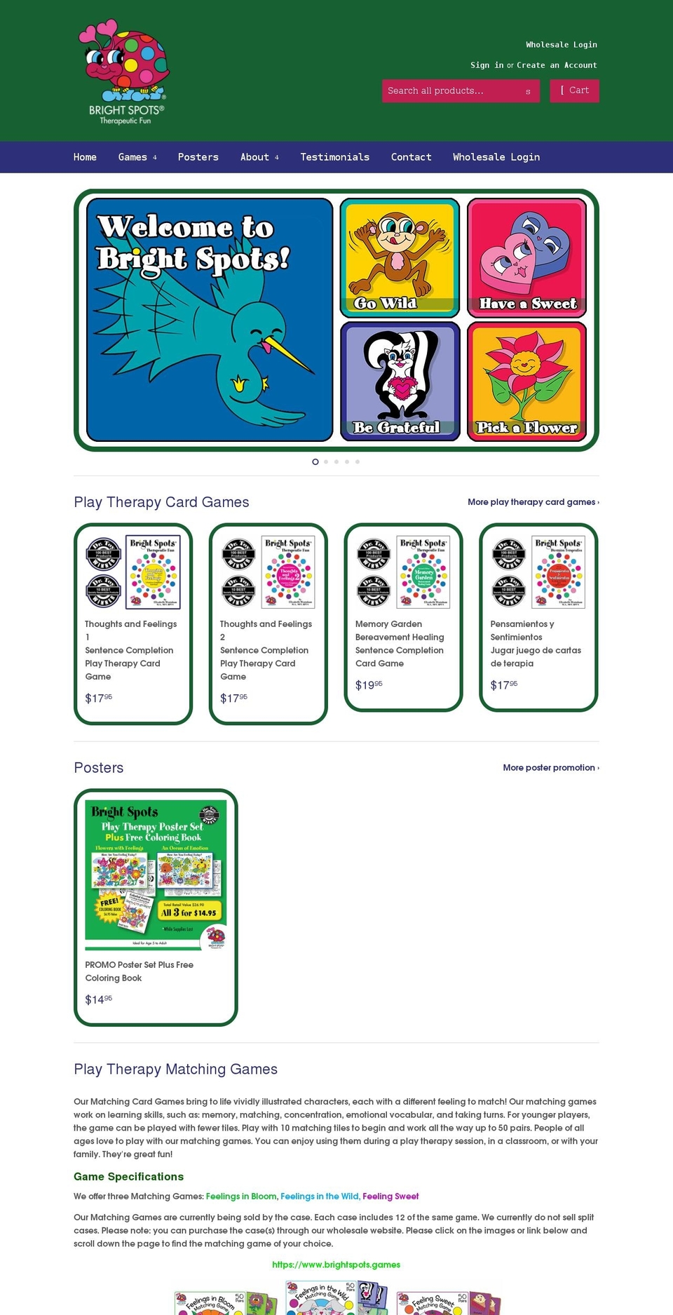 brightspotsgames.com shopify website screenshot