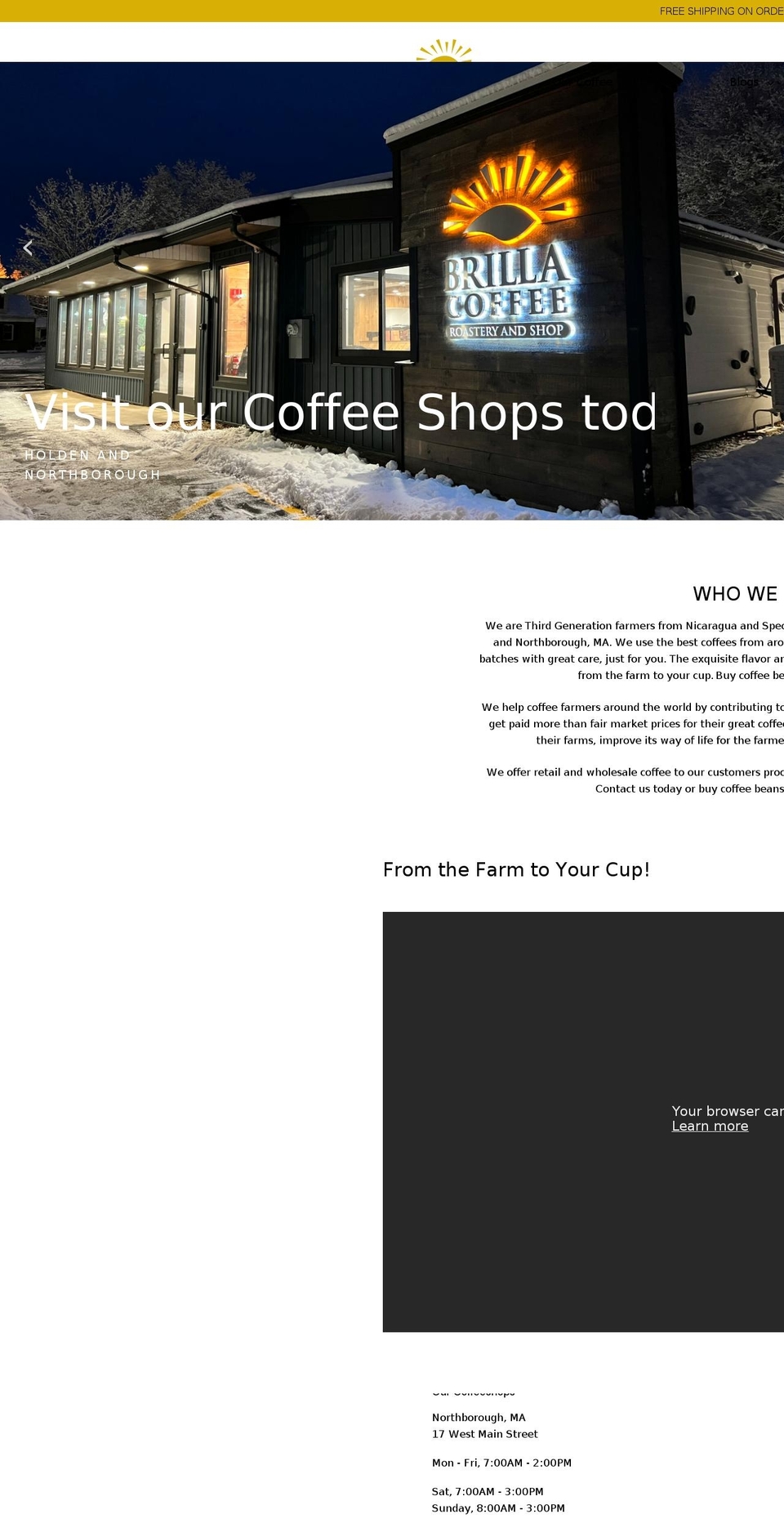 brillacoffee.com shopify website screenshot