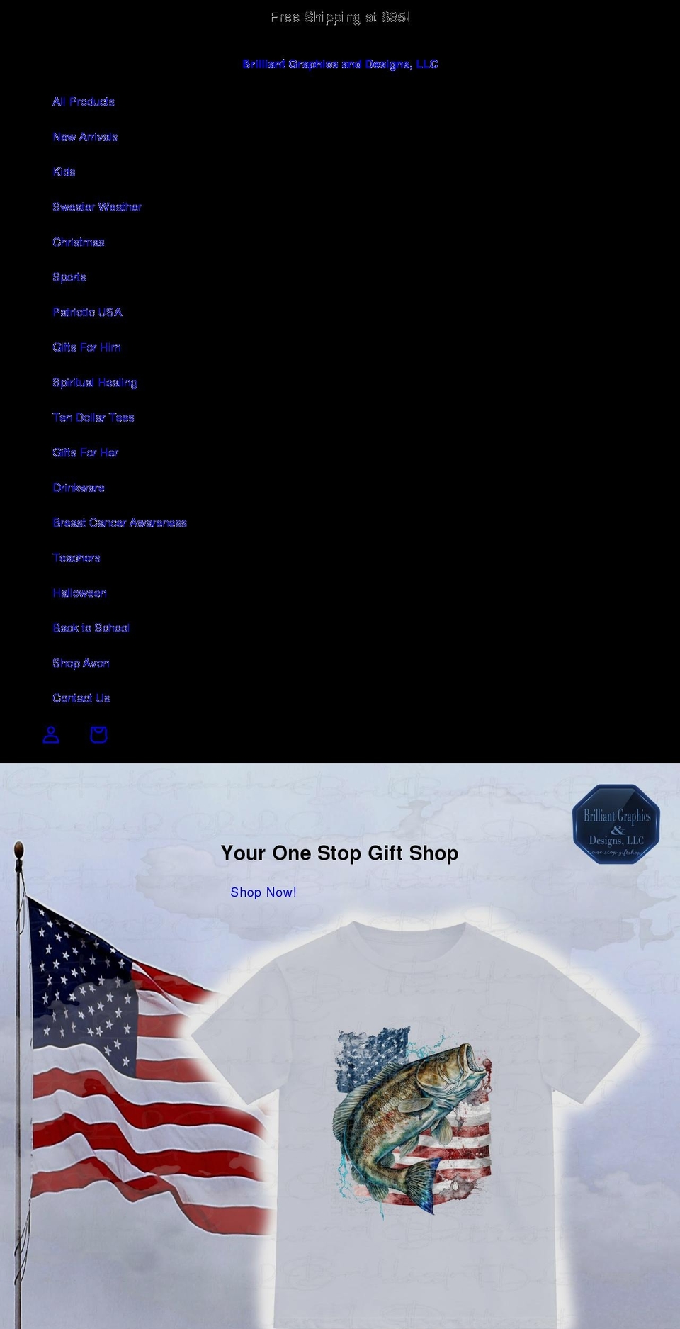 brilliantgraphicsanddesign.com shopify website screenshot