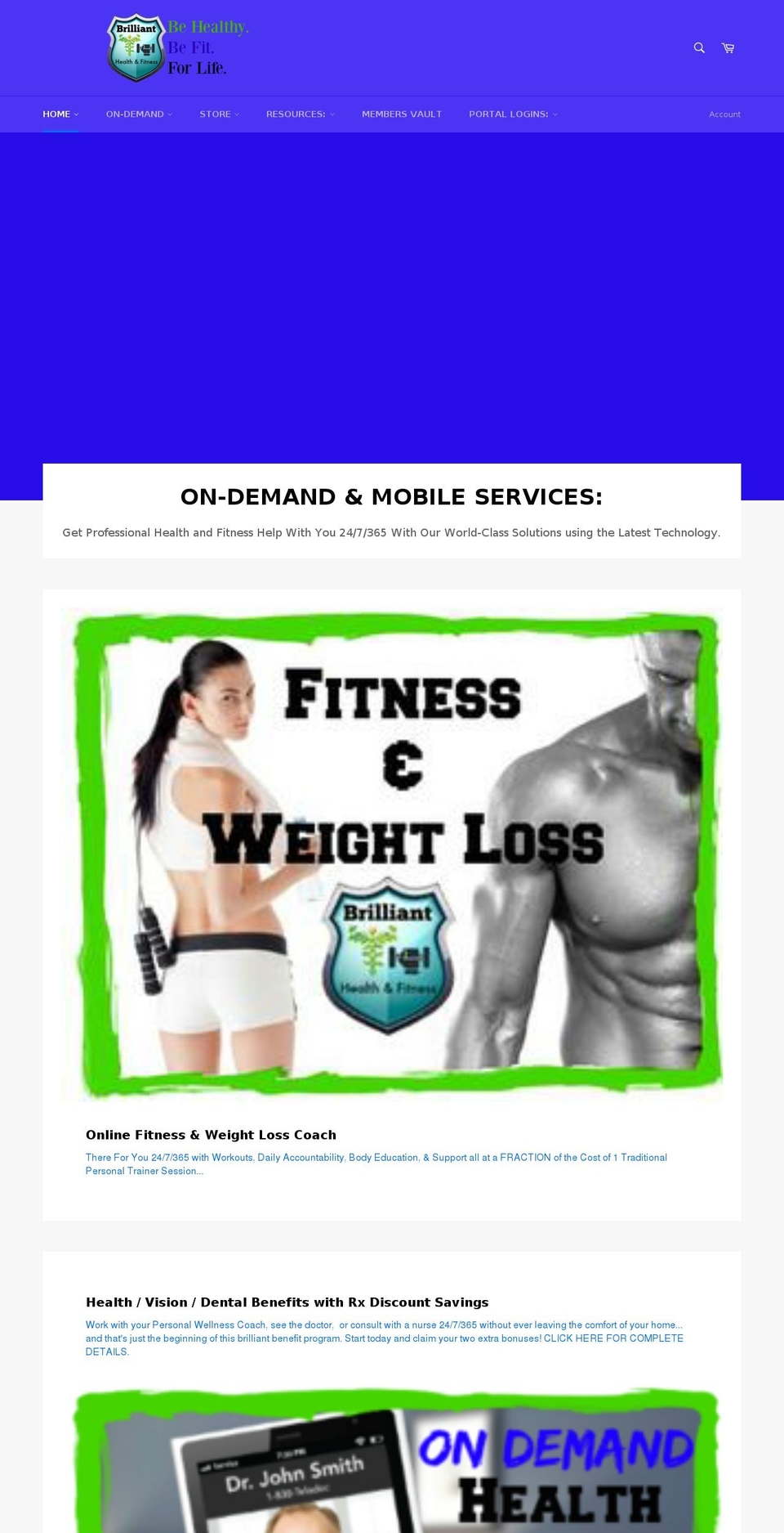 brillianthealthandfitness.com — Shopify storefront screenshot