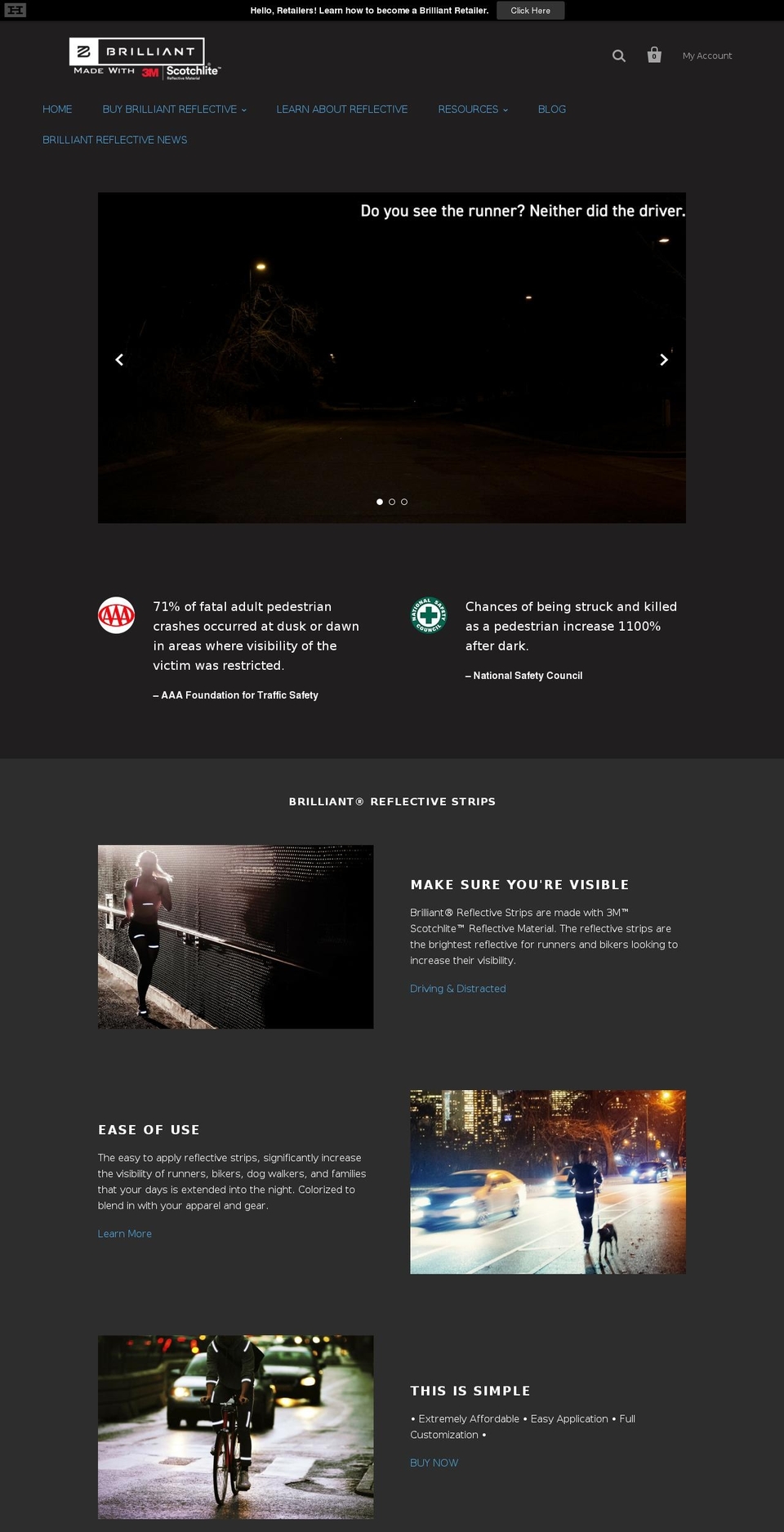 brilliantreflective.com shopify website screenshot